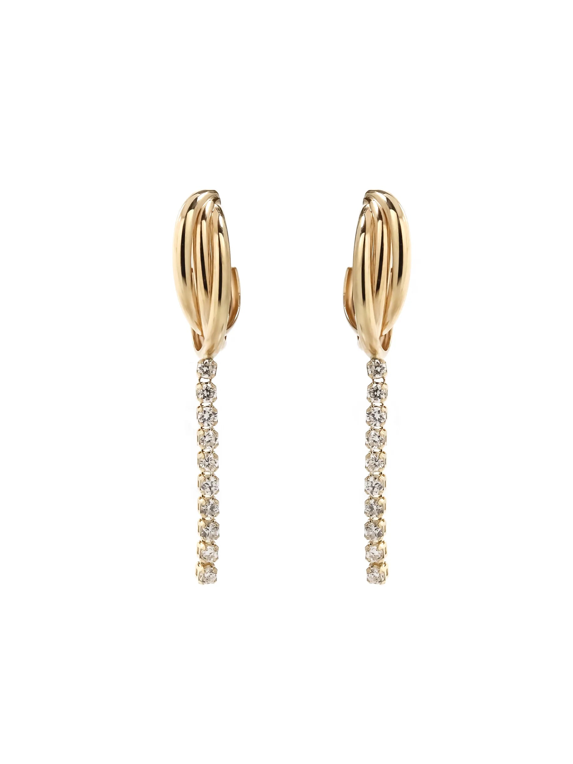 Airy Gold] [Silk chain] K10YG ラボダイヤ クロスライン フープピアス
