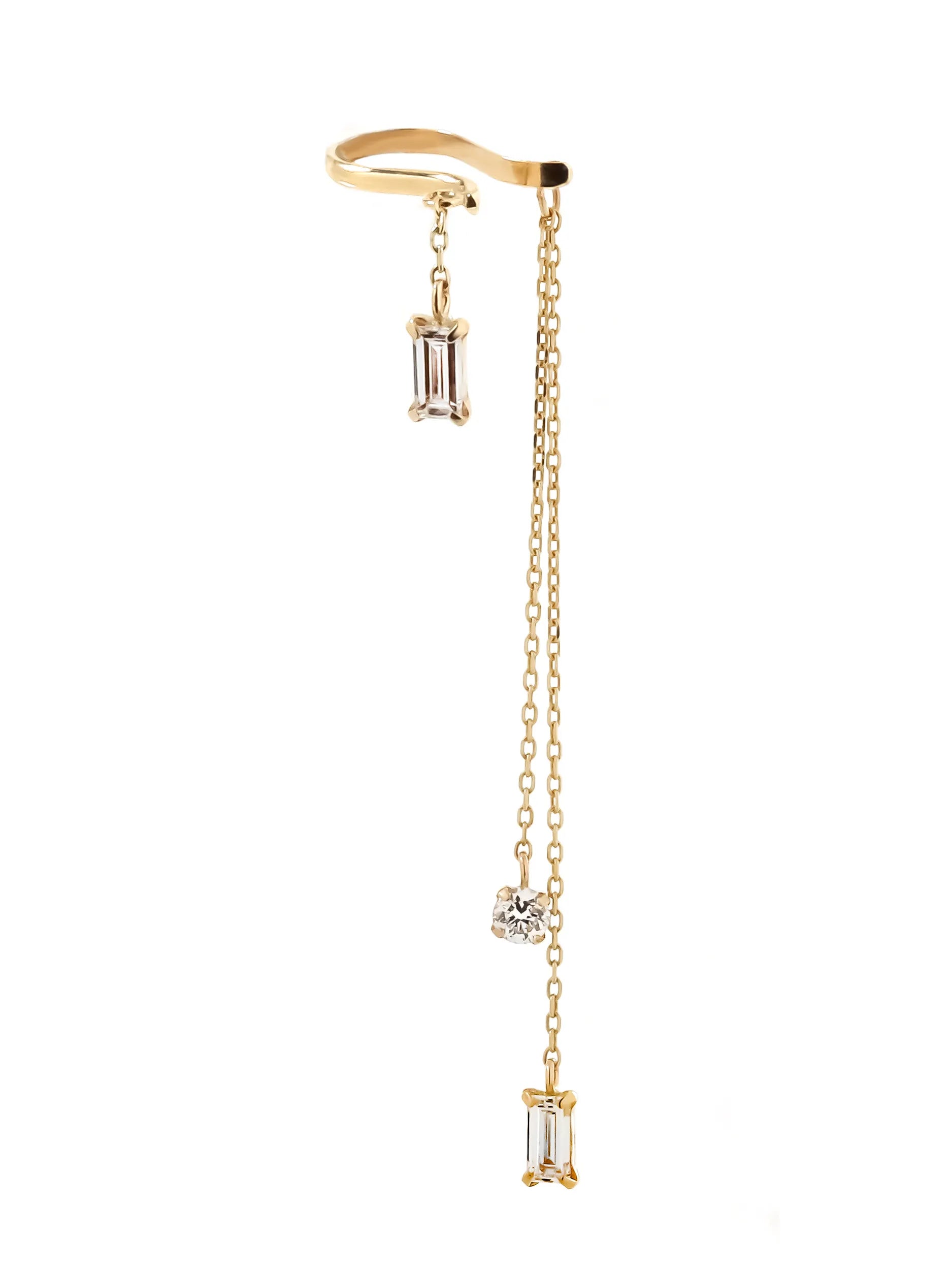 Airy Gold] K10YG ラボダイヤ バケットカット スイング イヤーカフ