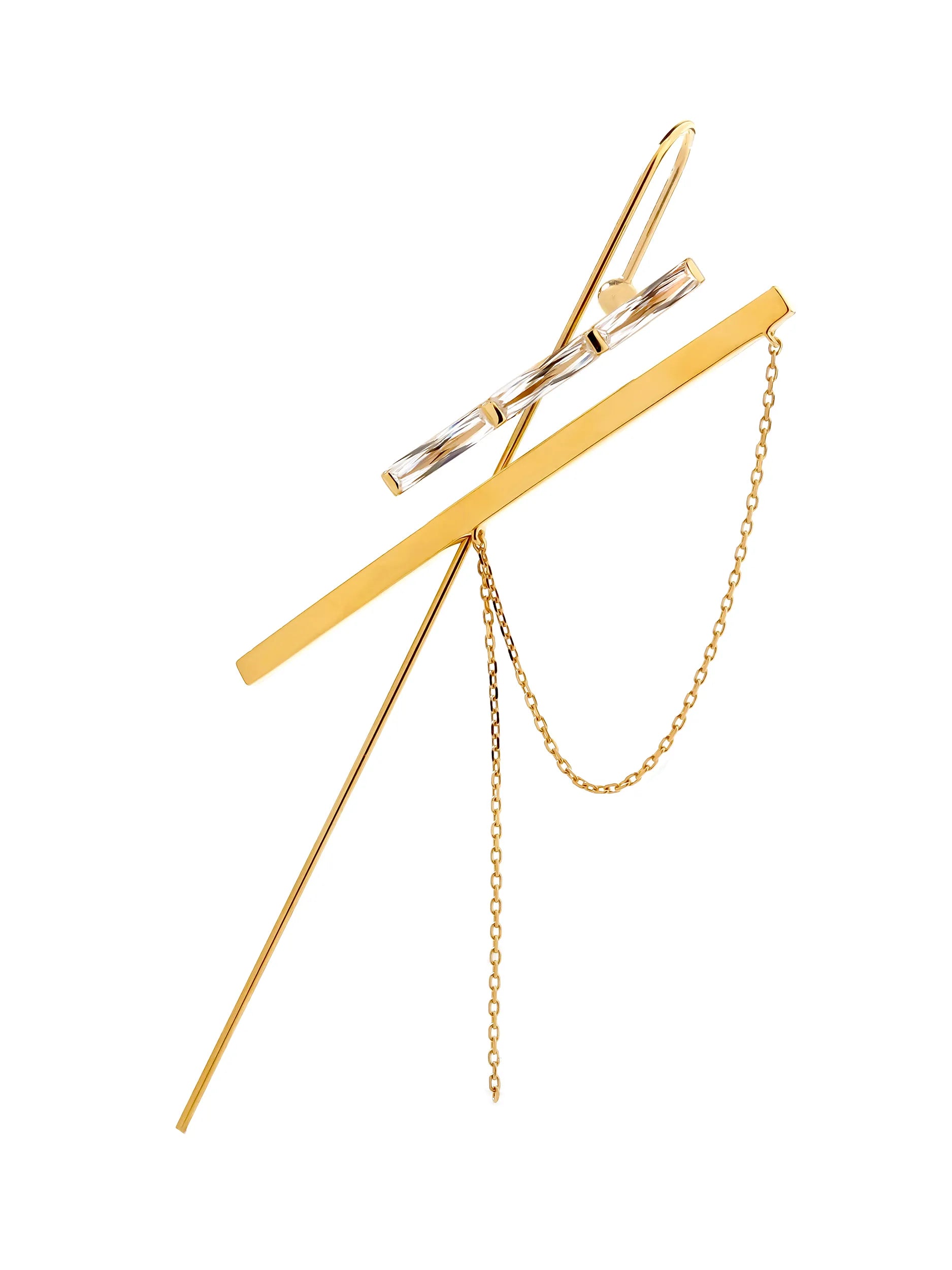 バケットプリンセスカット ダブルバー イヤーフックピアス｜VARIÉLLE