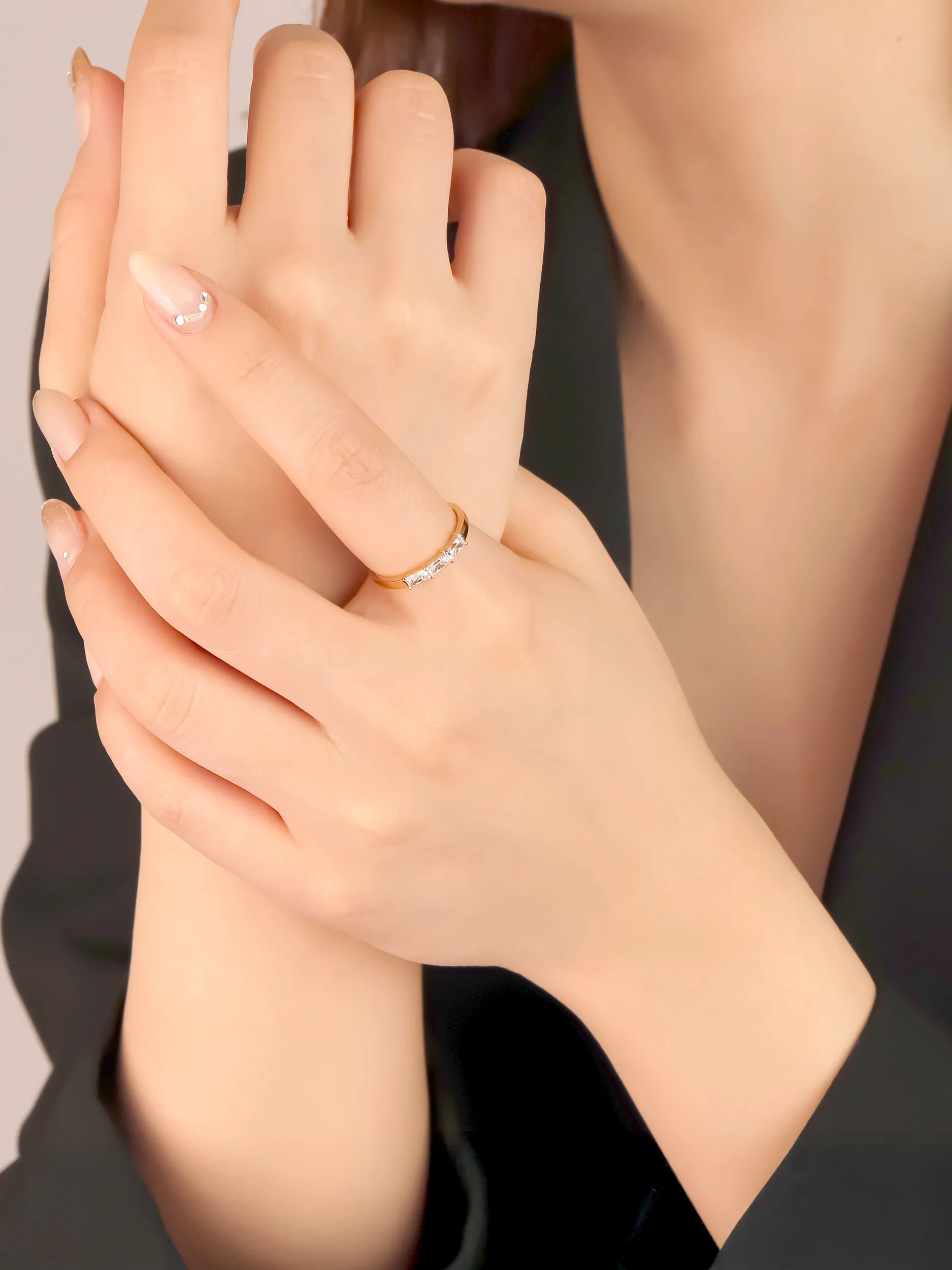 バゲットプリンセスカット トリプレット リング