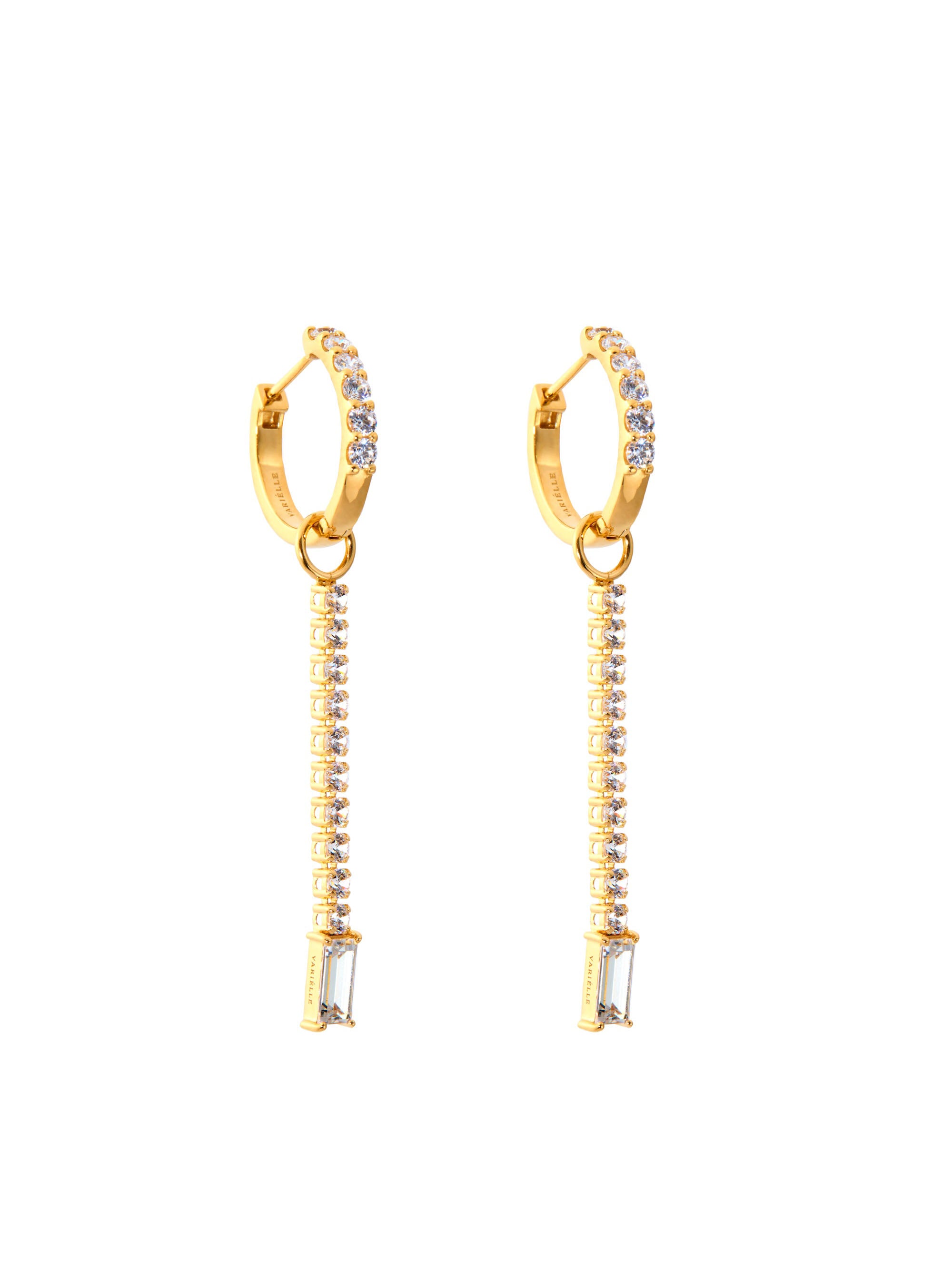 シャフリーヴァル　フープピアス Silk chain] バゲットカット 2way フープピアス｜VARIÉLLE公式ストア