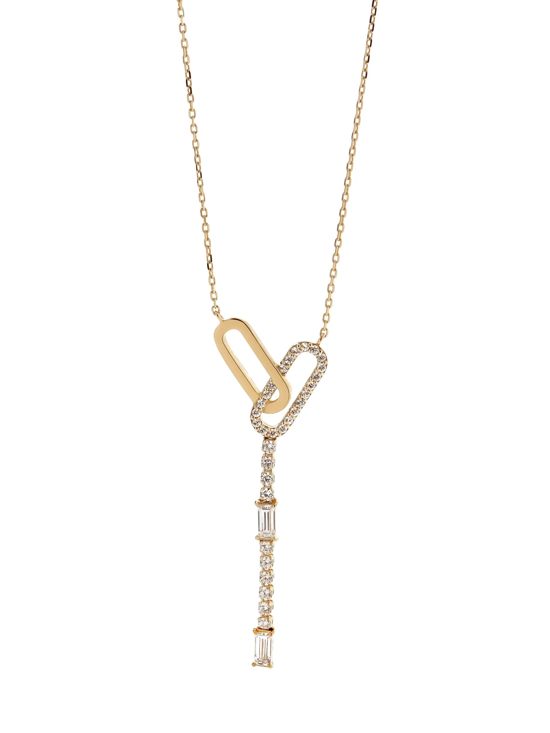 Silk chain] バゲットカット ライン ネックレス ゴールド｜VARIÉLLE