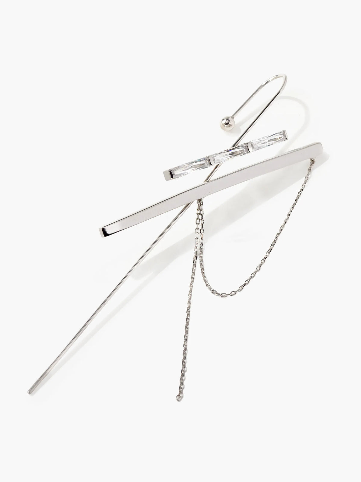 バケットプリンセスカット ダブルバー イヤーフックピアス
