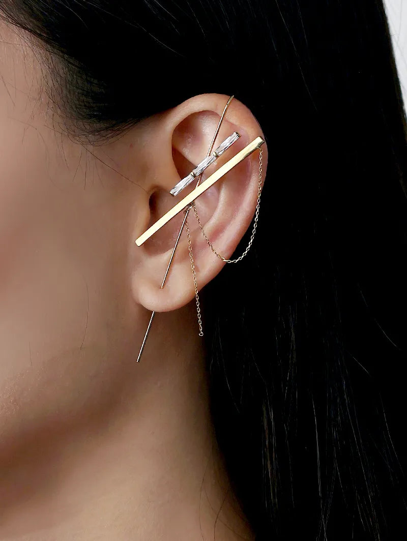 バケットプリンセスカット ダブルバー イヤーフックピアス