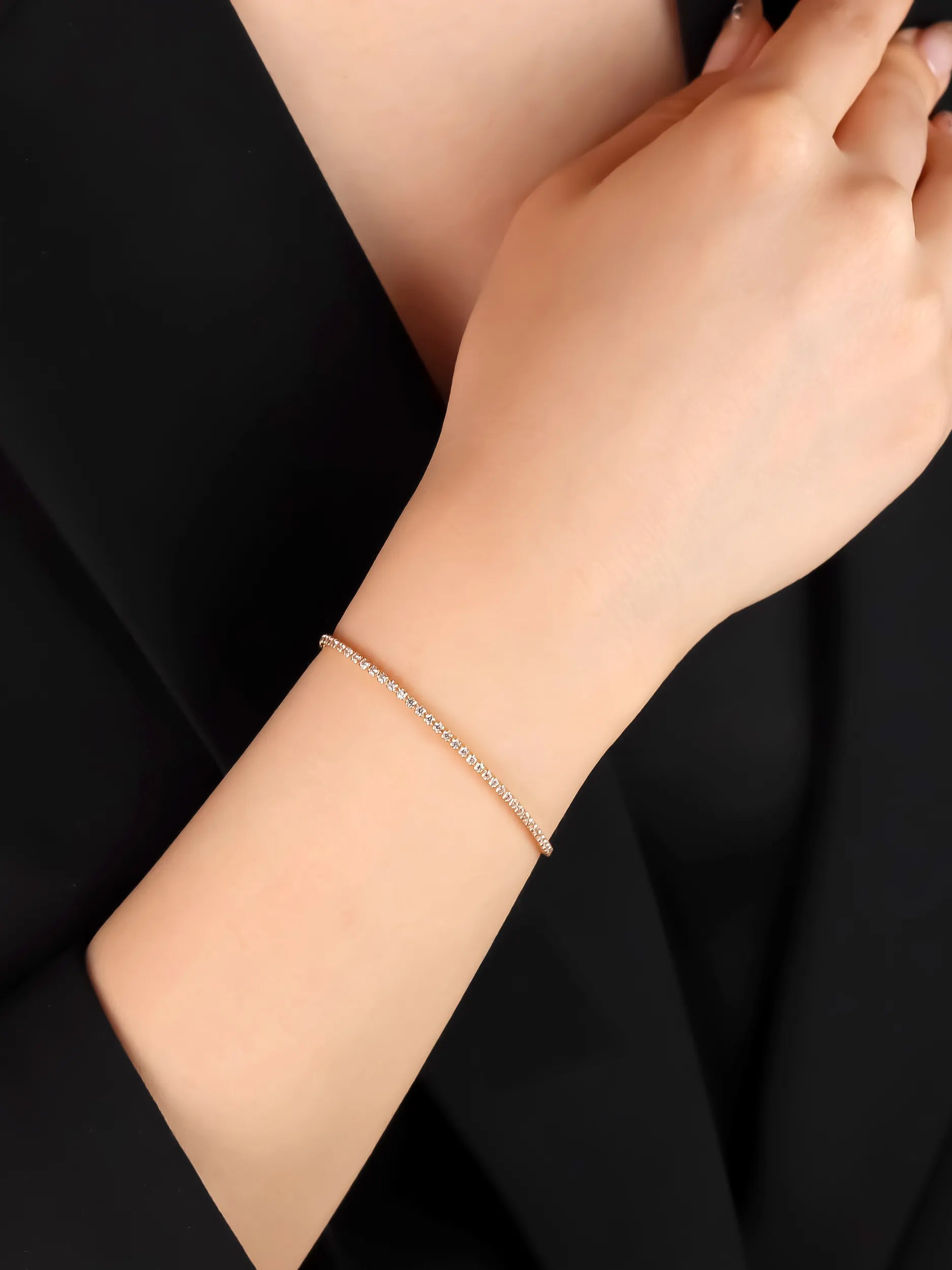 [Silk chain] ライン ブレスレット　CZ1.5mm