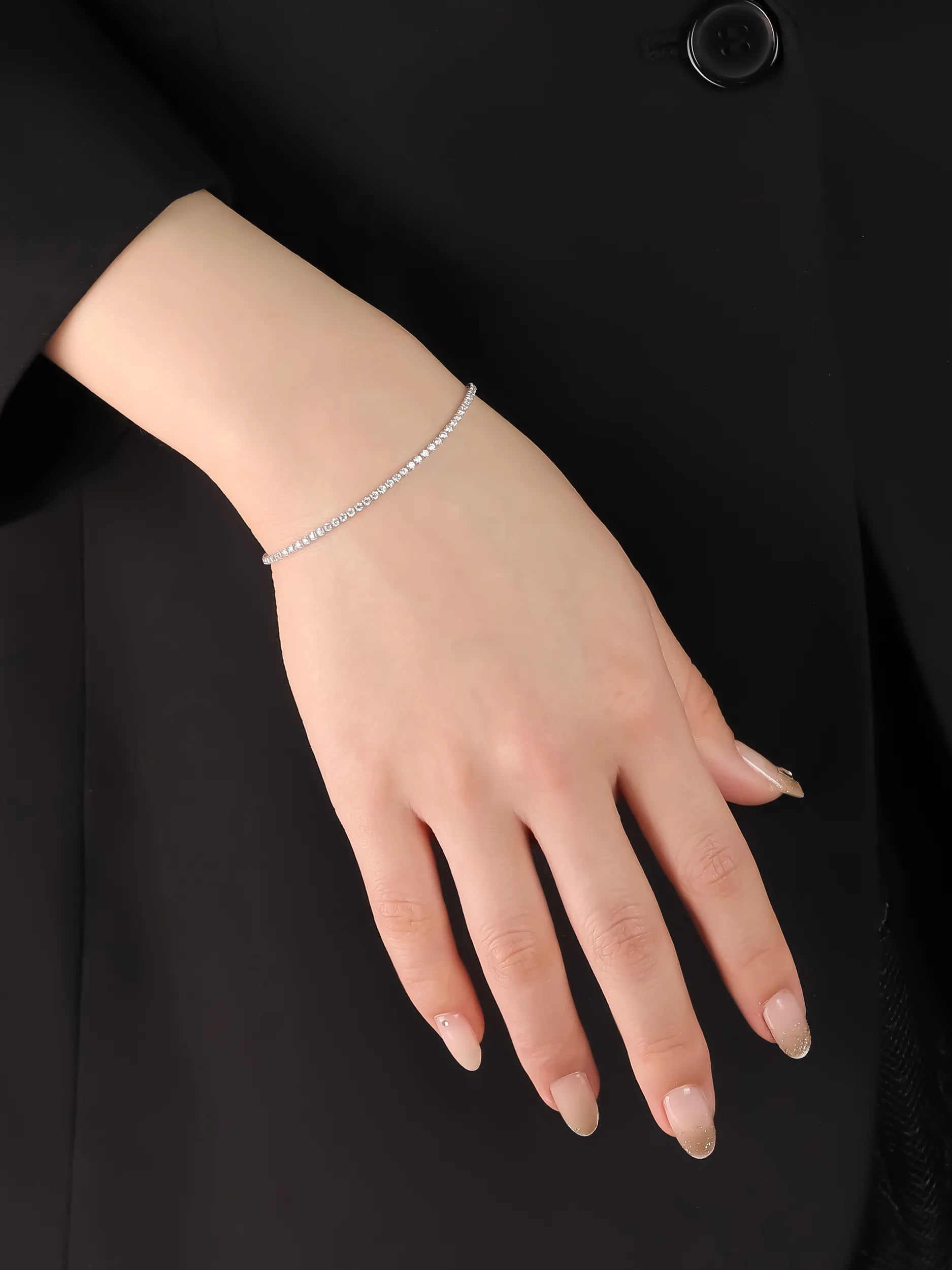 [Silk chain] ライン ブレスレット　CZ1.5mm