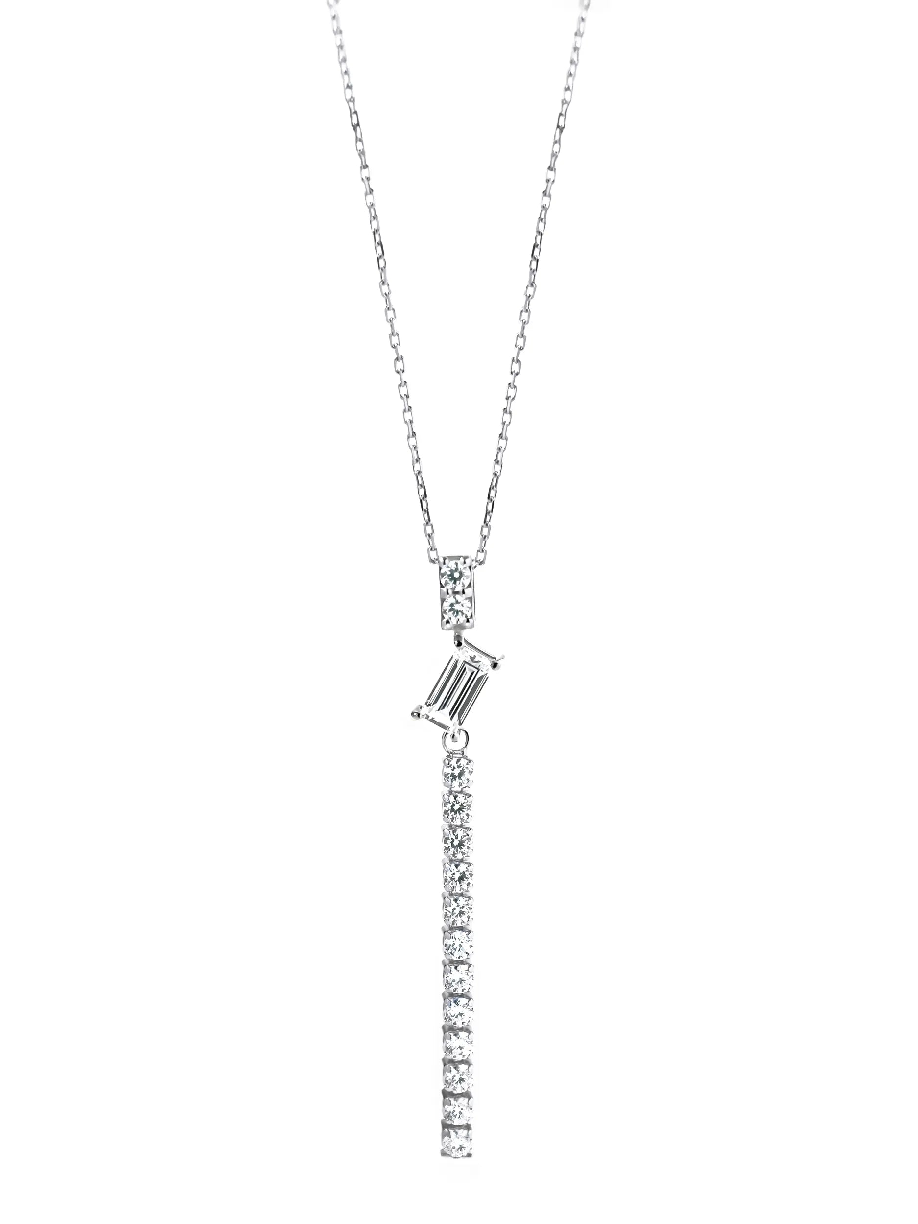 [Silk chain] バゲットカット ライン ネックレス