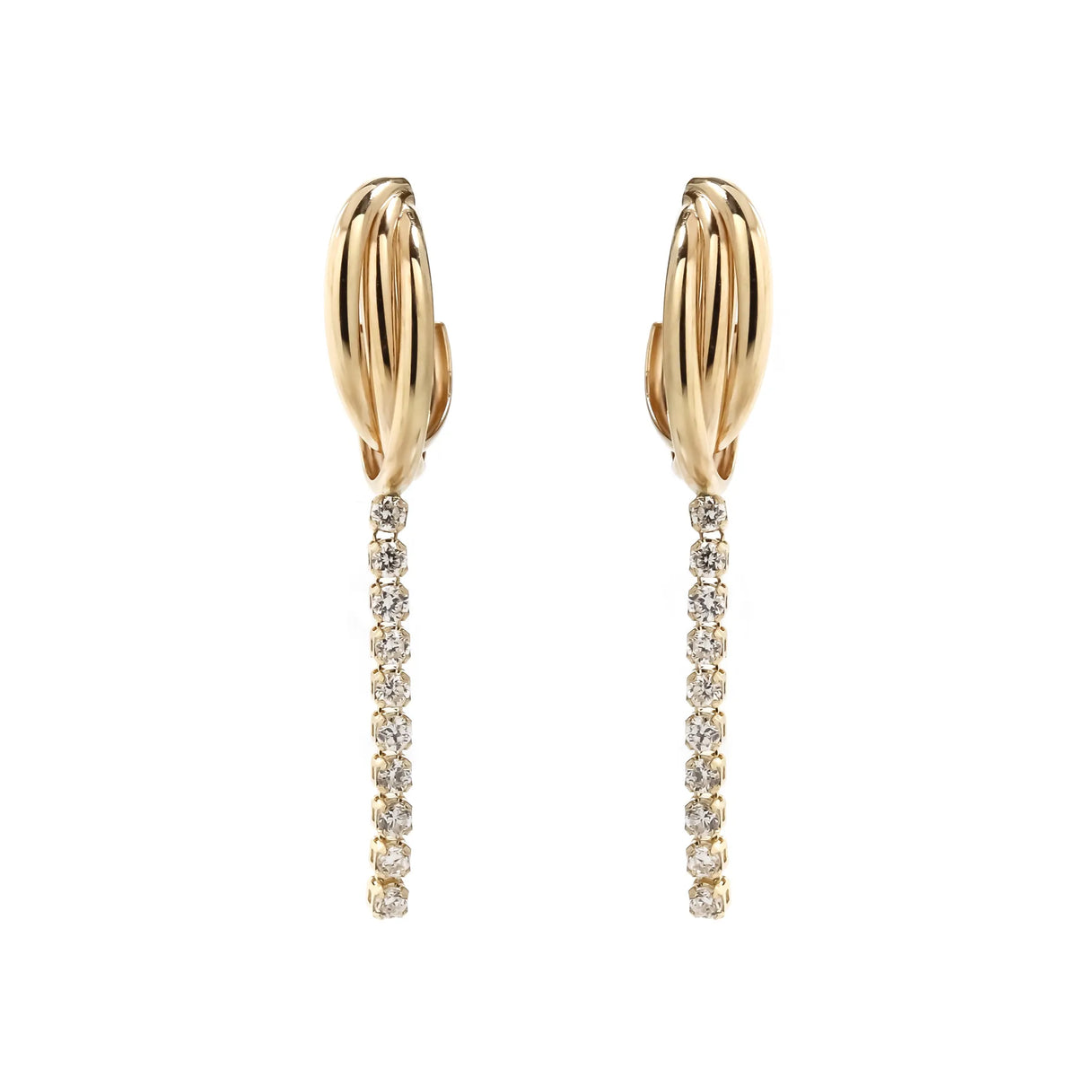 Airy Gold] [Silk chain] K10YG ラボダイヤ クロスライン フープピアス