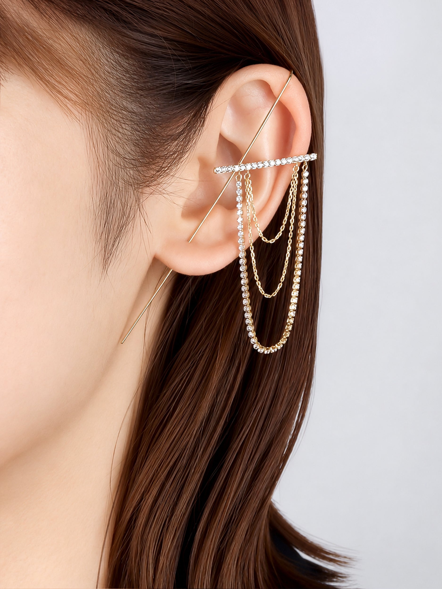 [Silk chain] ドレープチェーン イヤーフックピアス
