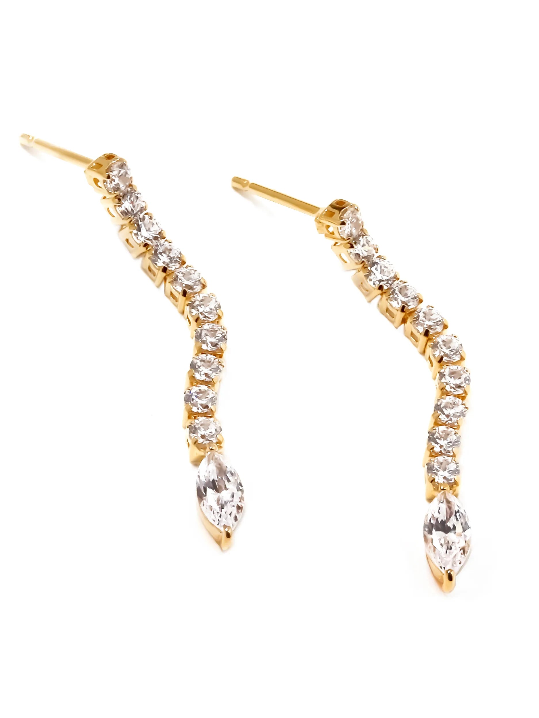 [Silk chain] マーキスカット ライン ピアス