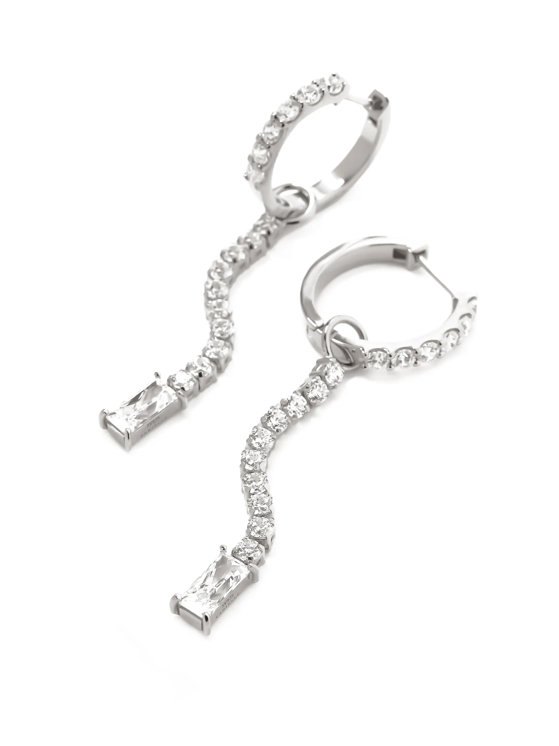 [Silk chain] バゲットカット 2way フープピアス