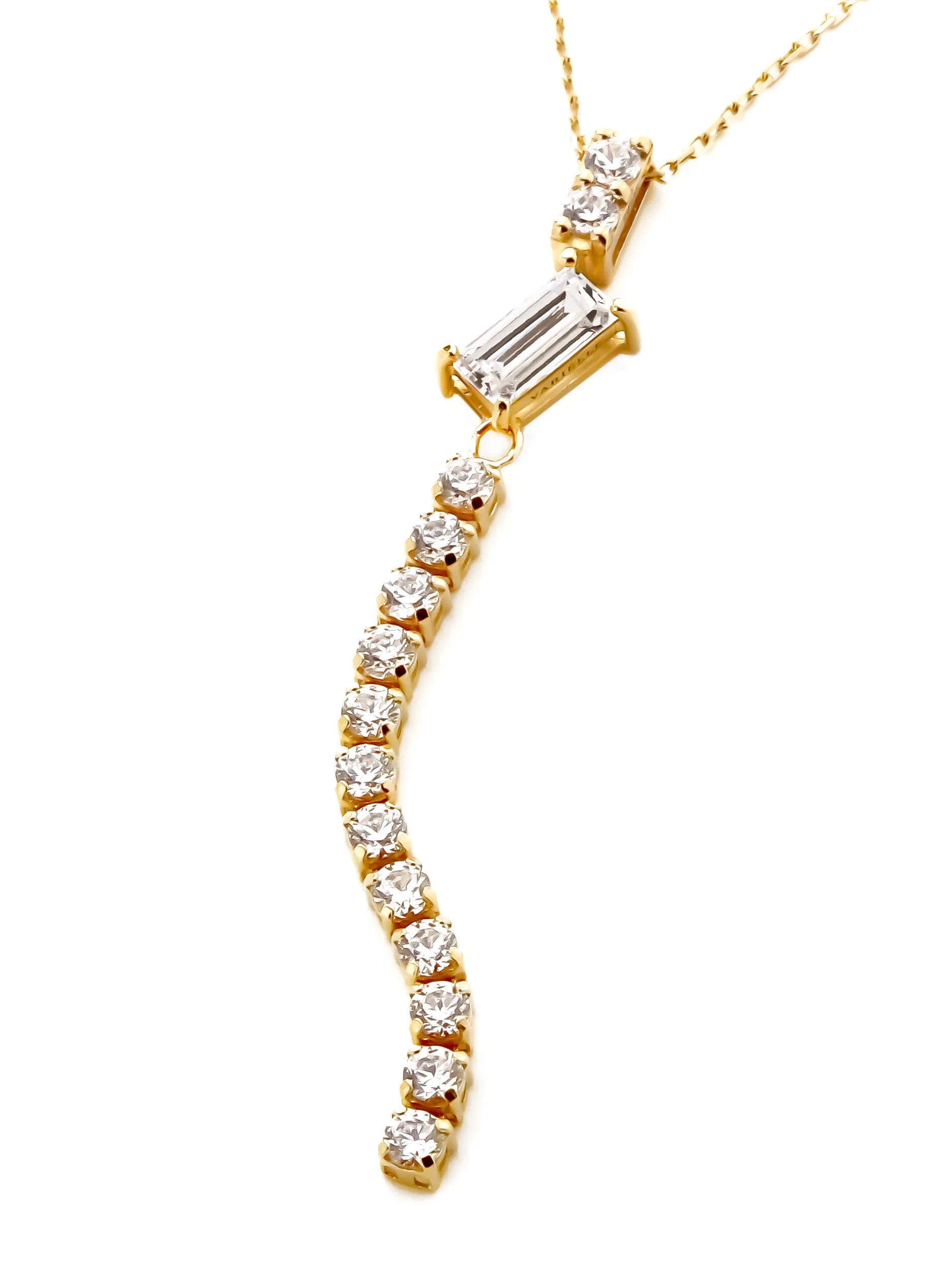 [Silk chain] バゲットカット ライン ネックレス