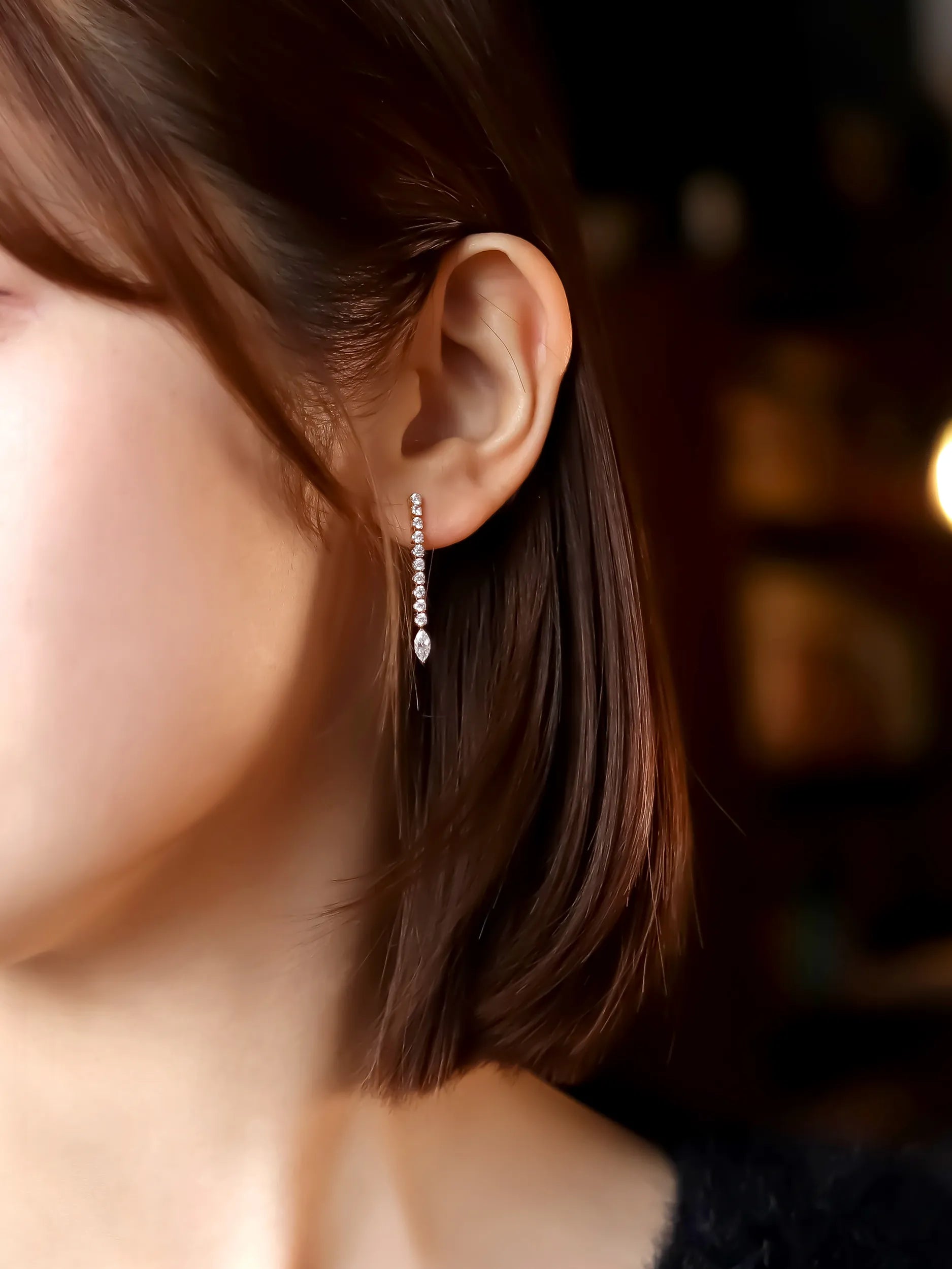 [Silk chain] マーキスカット ライン ピアス