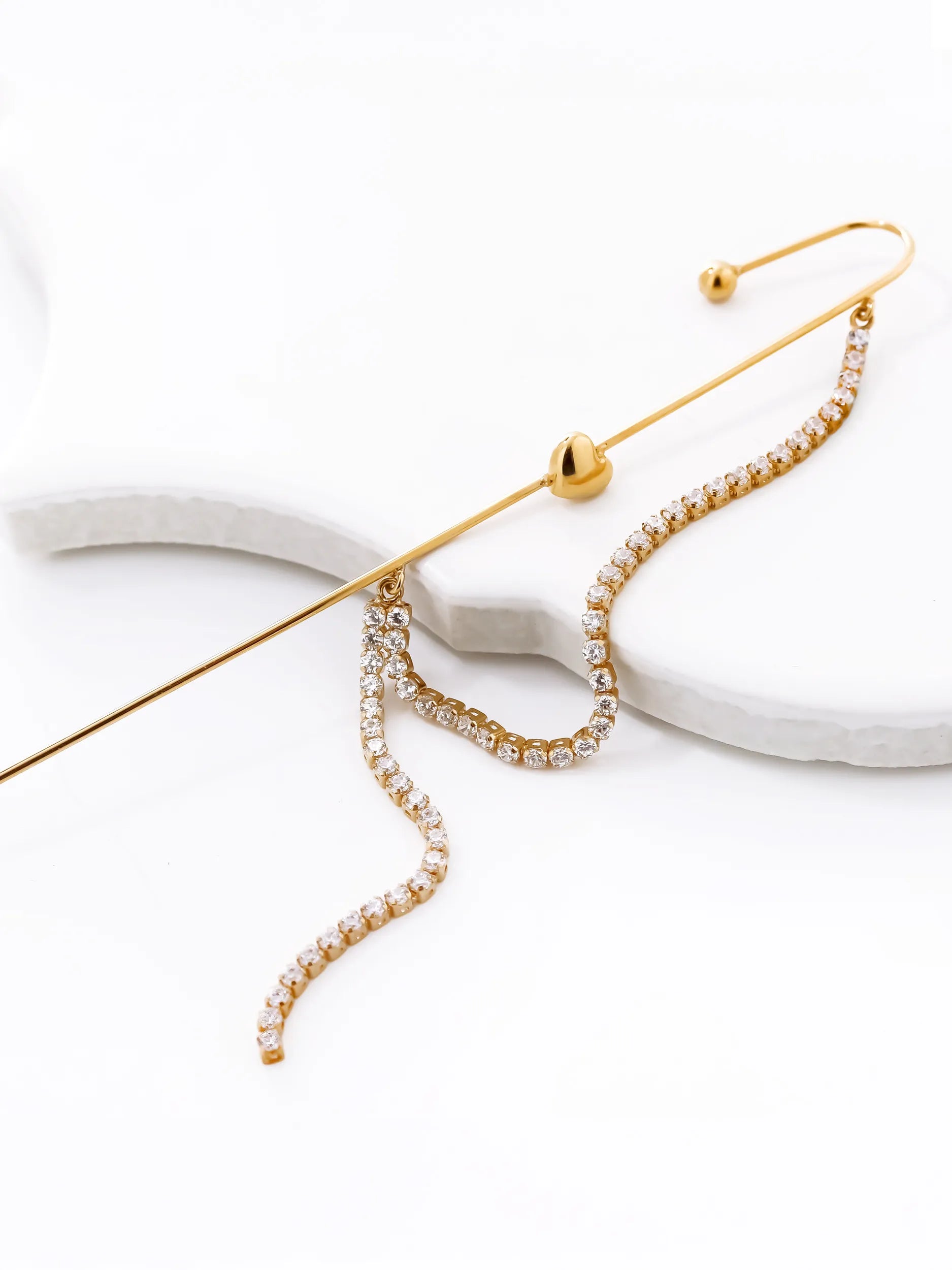 [Silk chain] ハートドレープ イヤーフックピアス