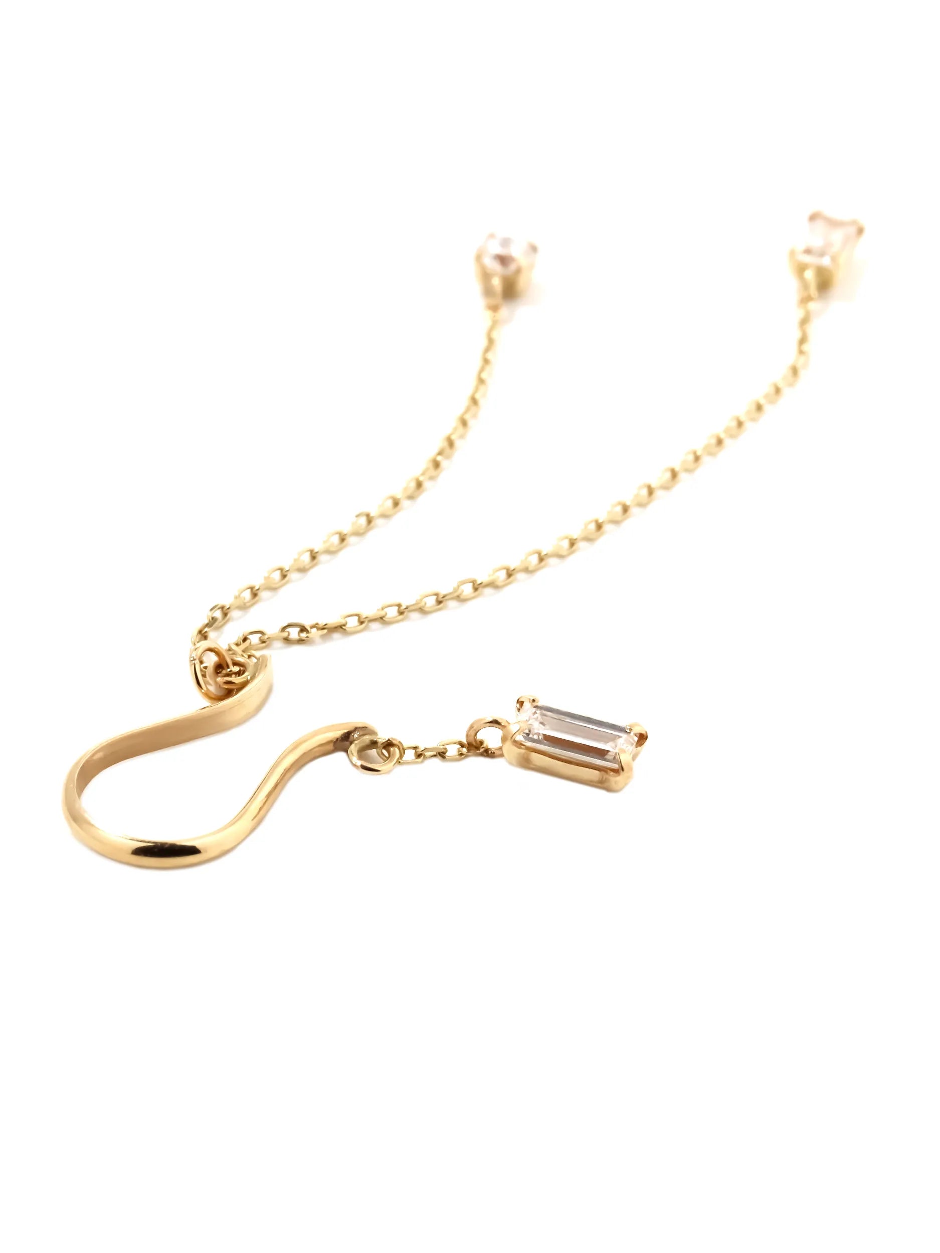 [Airy Gold] K10YG ラボダイヤ バケットカット スイング イヤーカフ