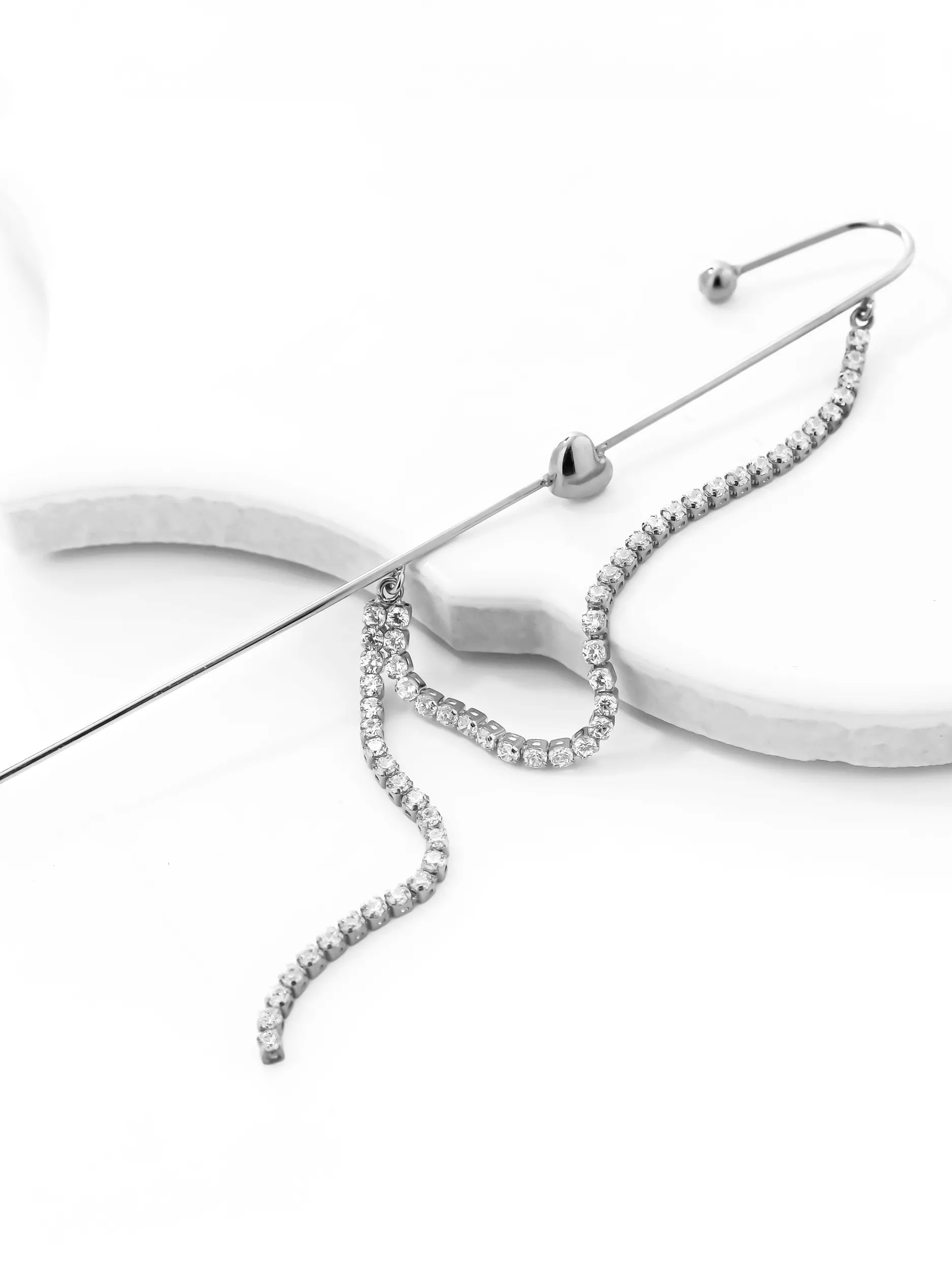 [Silk chain] ハートドレープ イヤーフックピアス