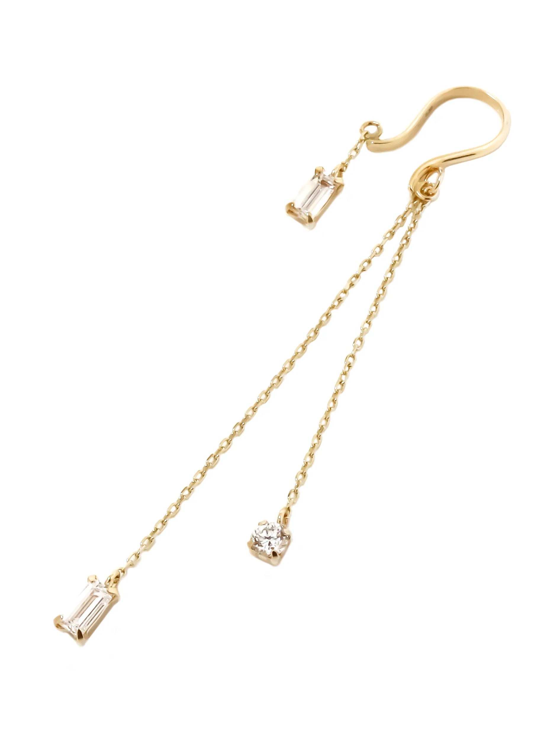 [Airy Gold] K10YG ラボダイヤ バケットカット スイング イヤーカフ