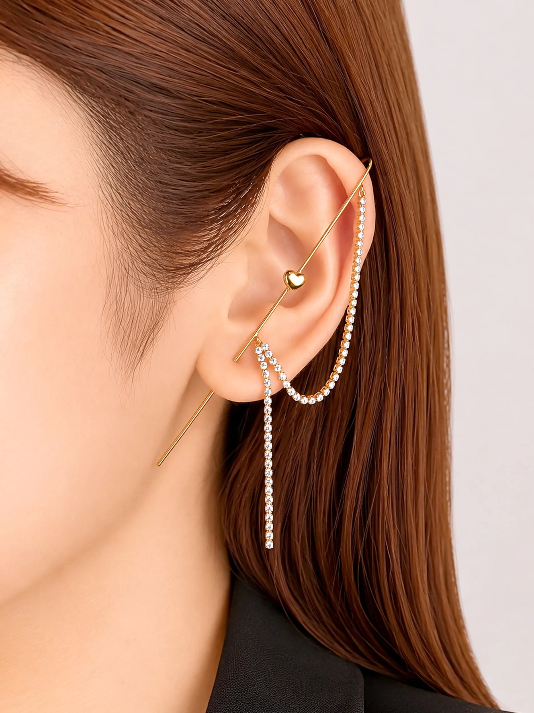 Silk chain] ハートドレープ イヤーフックピアス｜VARIÉLLE公式ストア