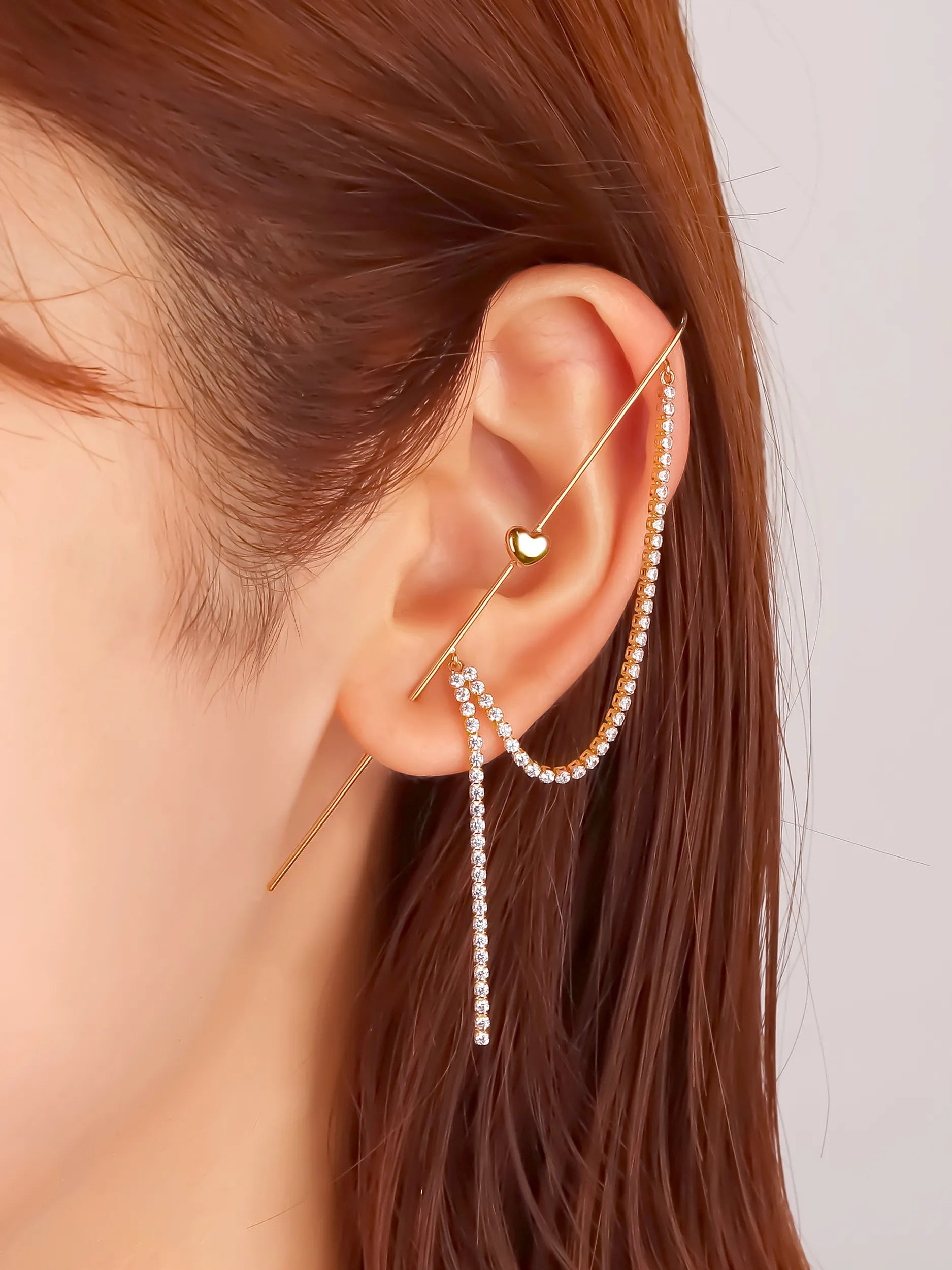 [Silk chain] ハートドレープ イヤーフックピアス