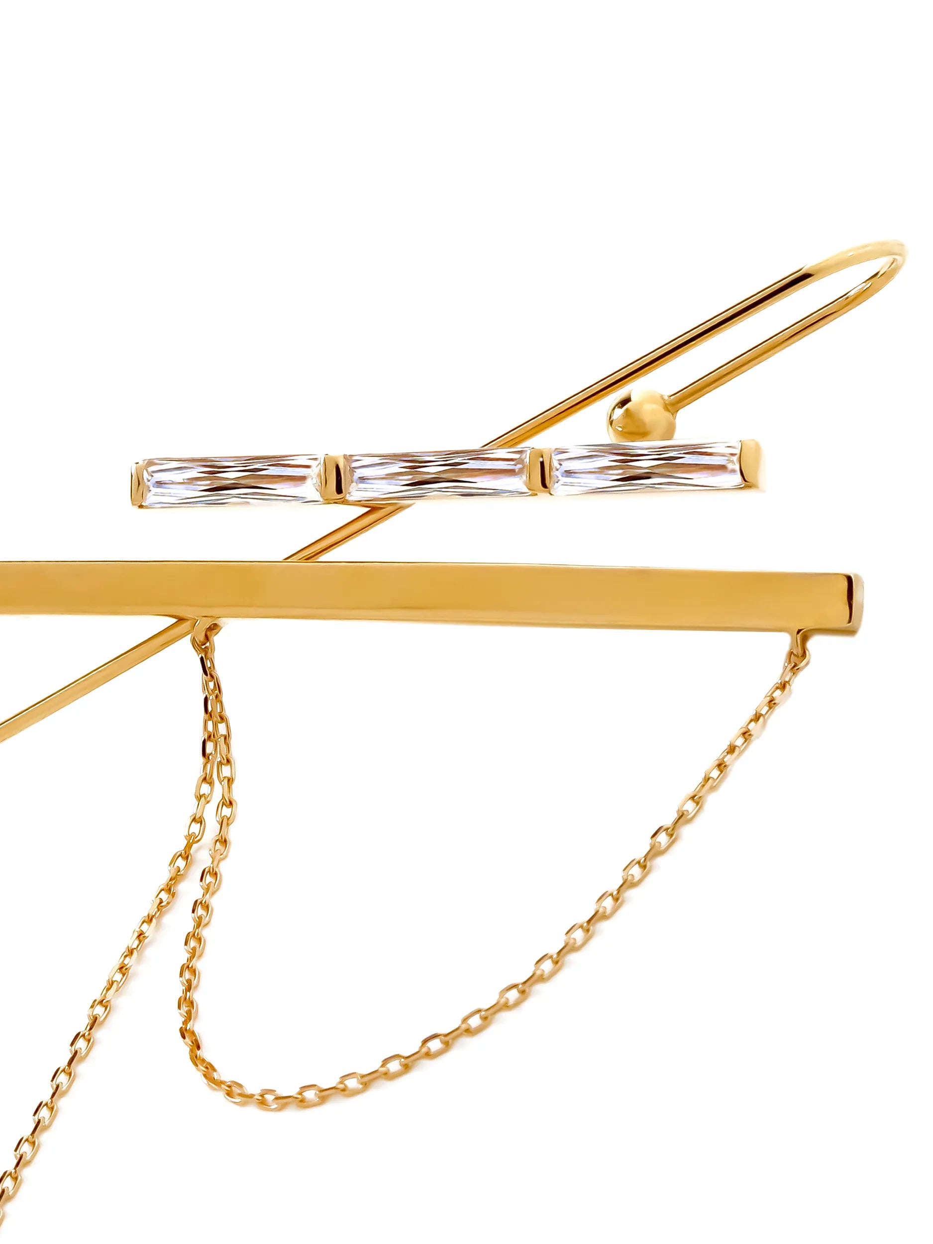 バケットプリンセスカット ダブルバー イヤーフックピアス