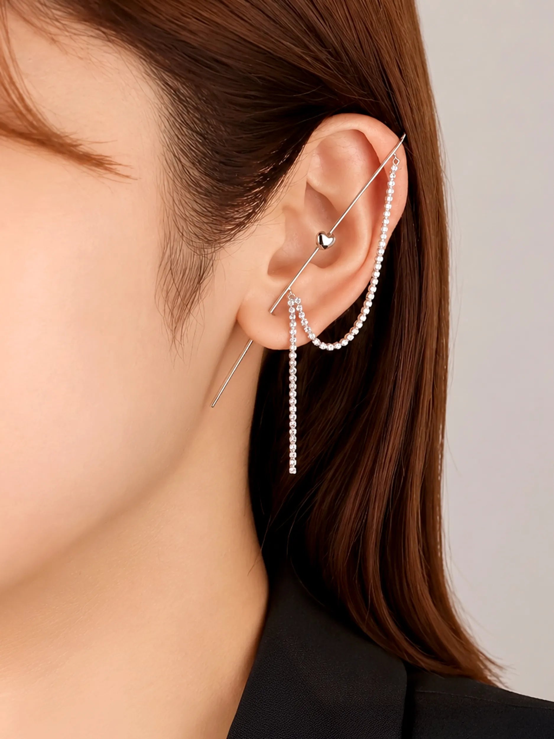 [Silk chain] ハートドレープ イヤーフックピアス