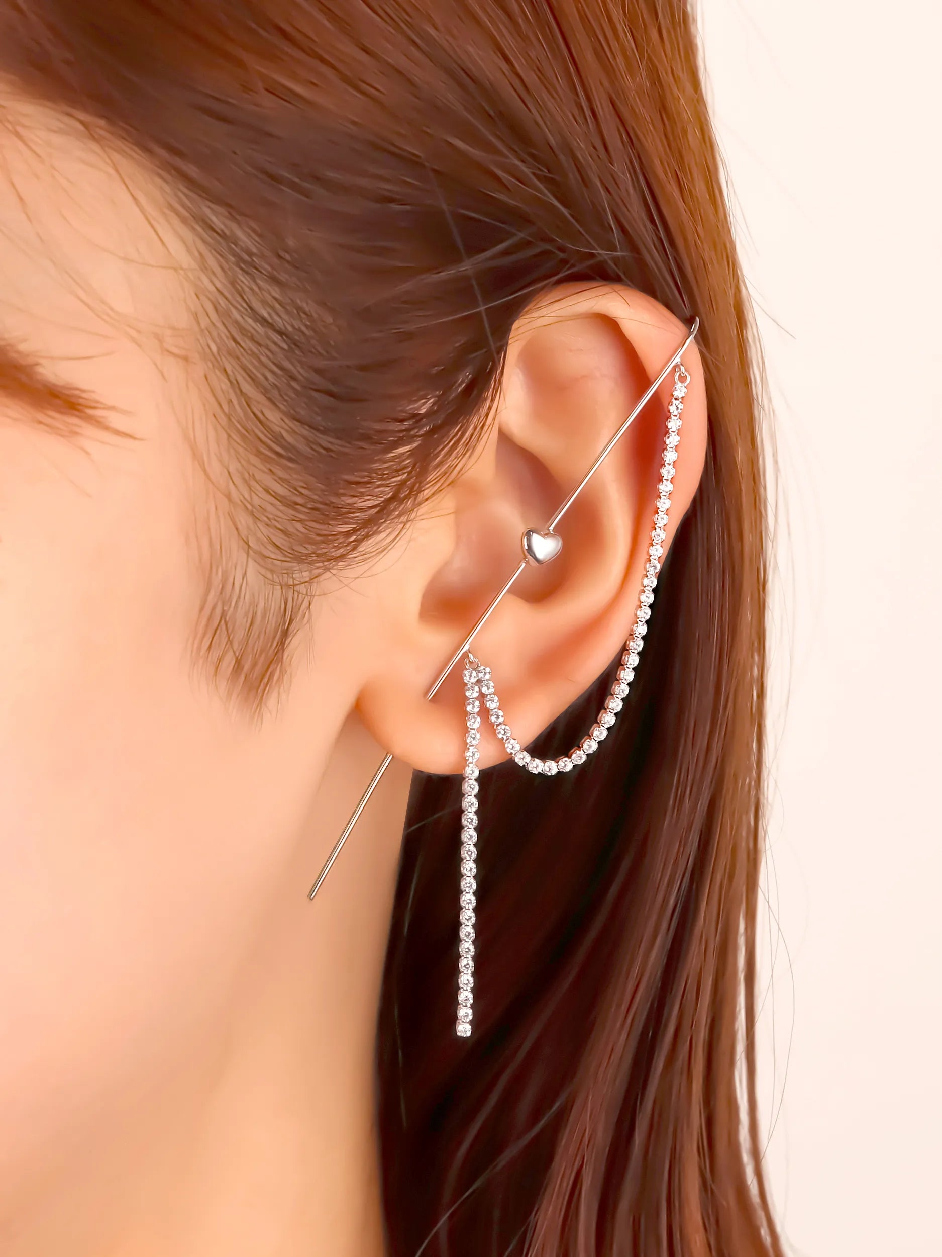 [Silk chain] ハートドレープ イヤーフックピアス