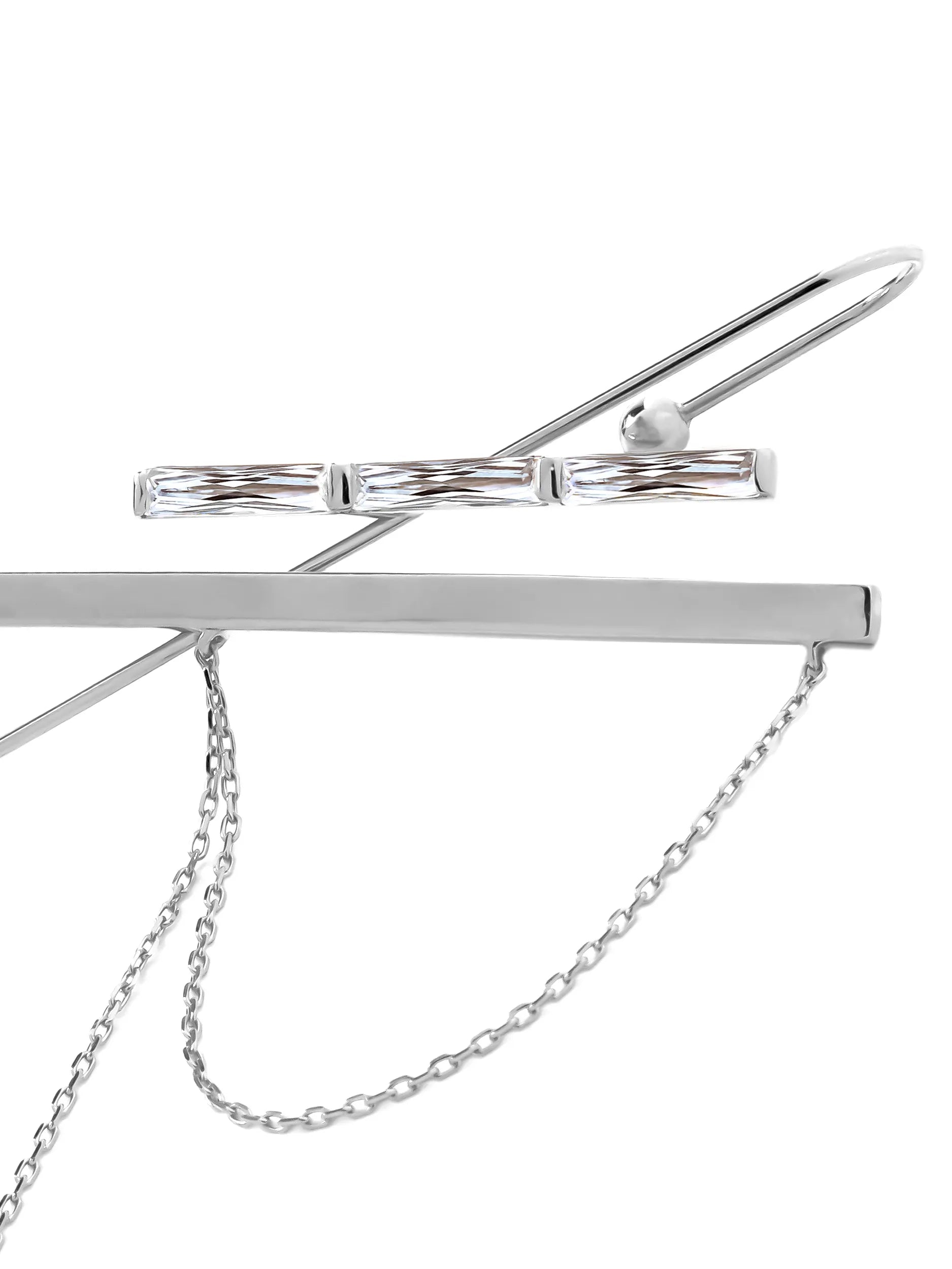 バケットプリンセスカット ダブルバー イヤーフックピアス