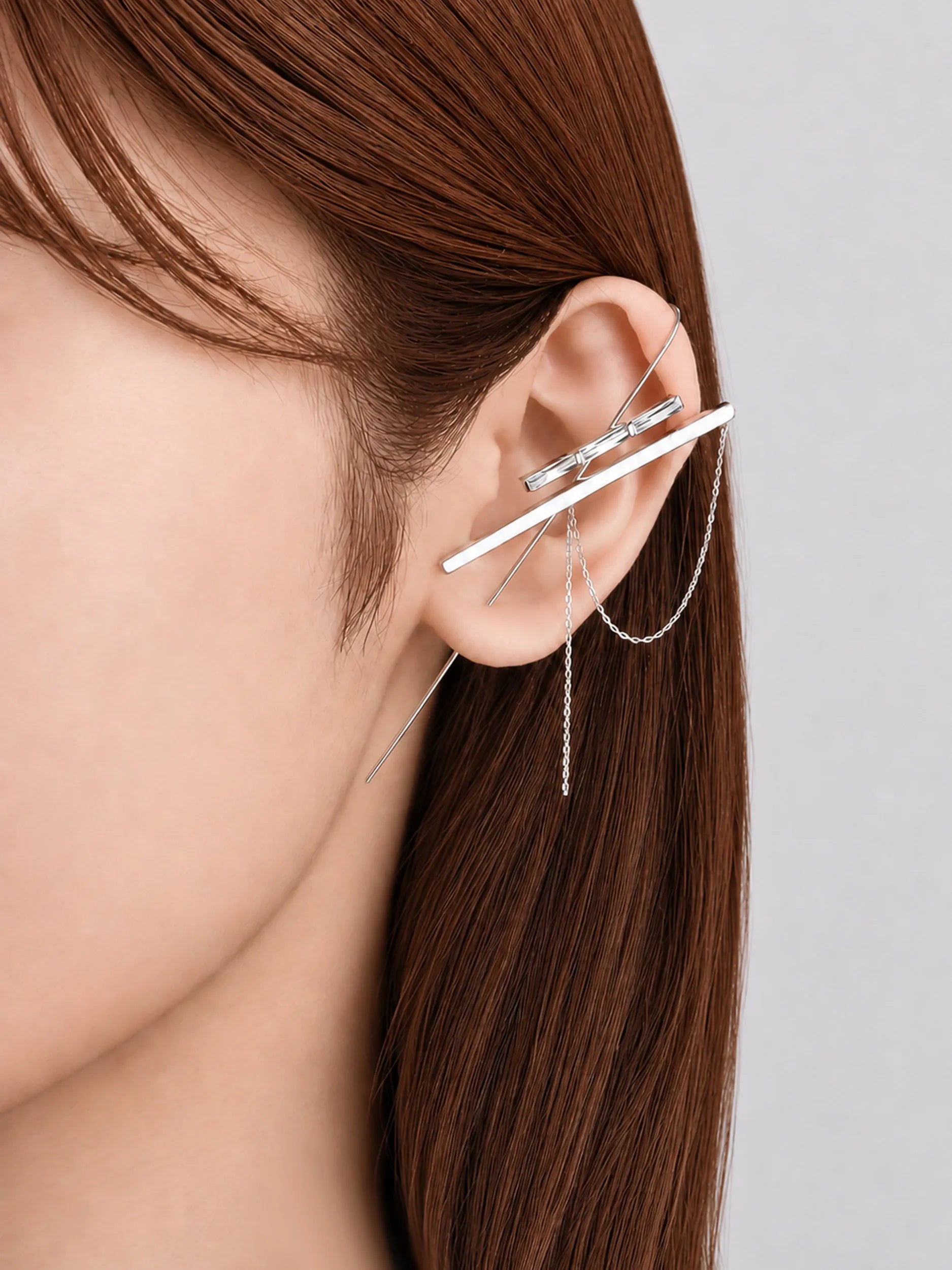 バケットプリンセスカット ダブルバー イヤーフックピアス