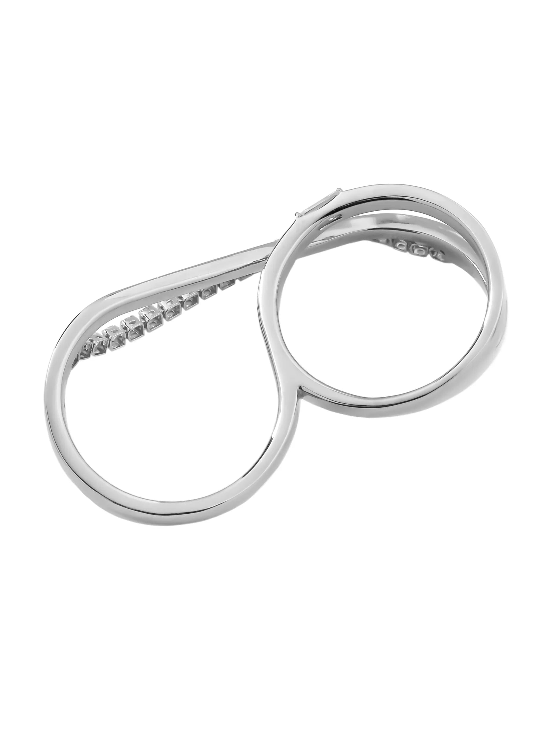 [Silk chain] バゲットプリンセスカット ウェーブ ダブルフィンガーリング
