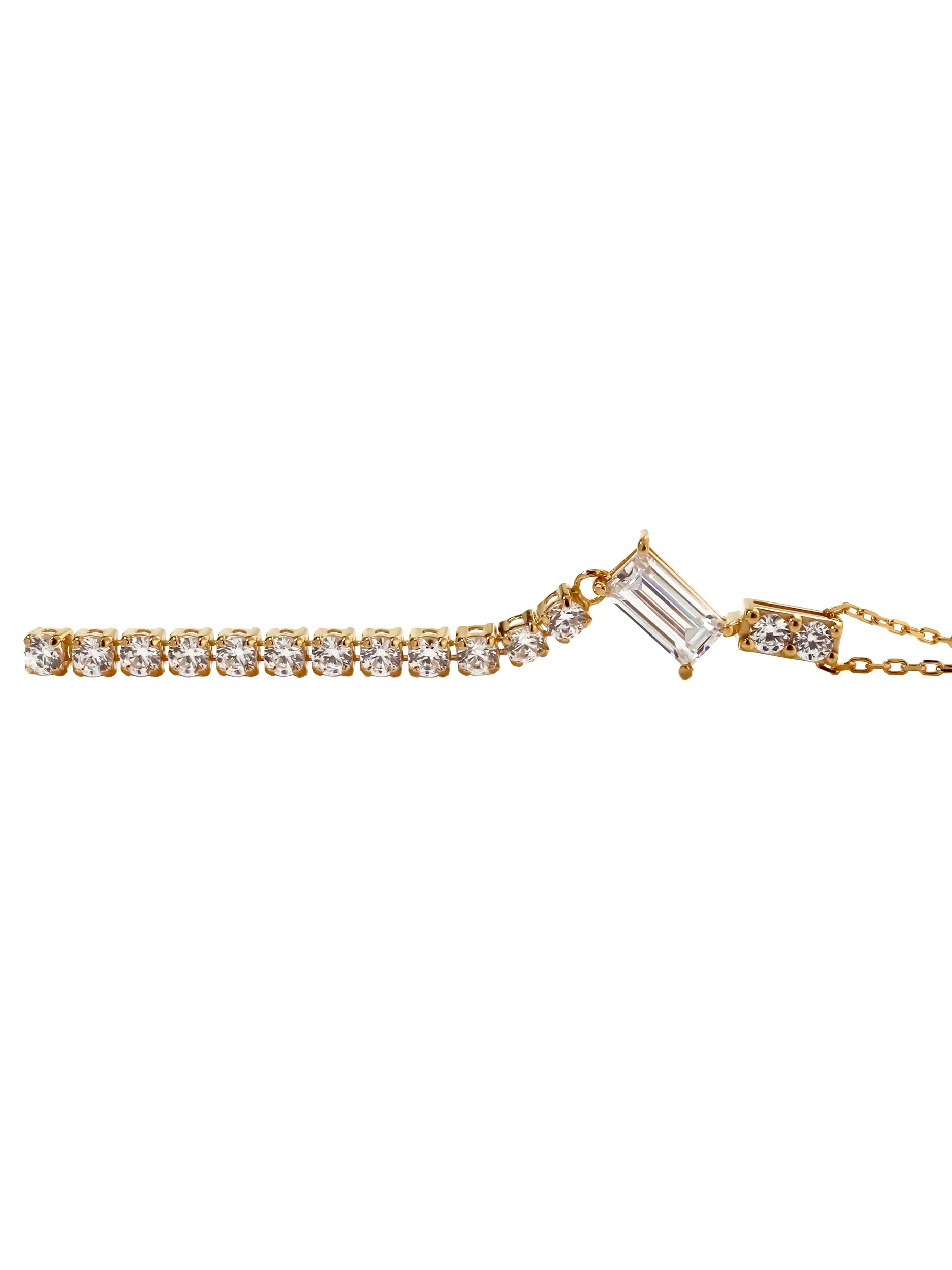 [Silk chain] バゲットカット ライン ネックレス
