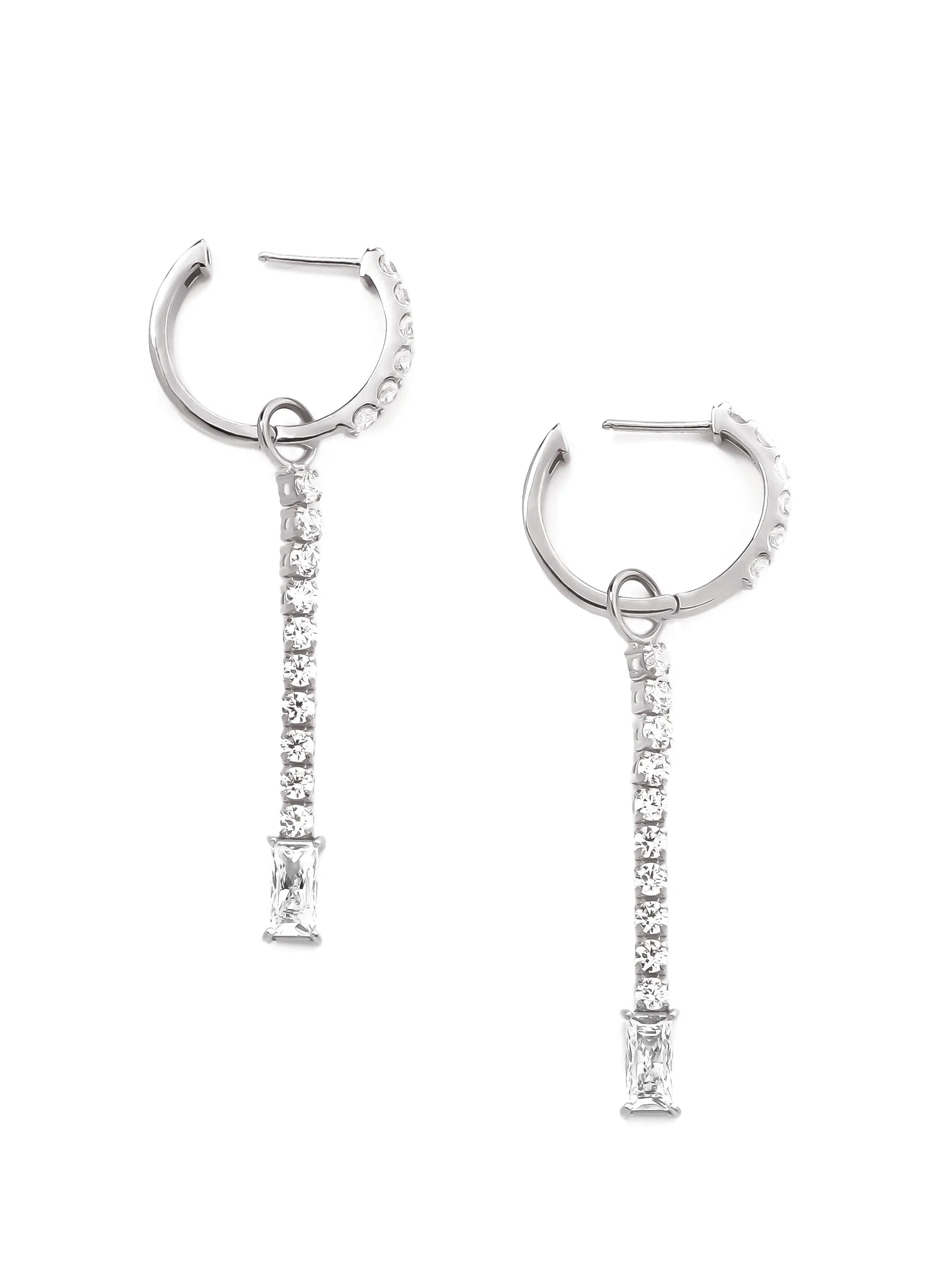 [Silk chain] バゲットカット 2way フープピアス