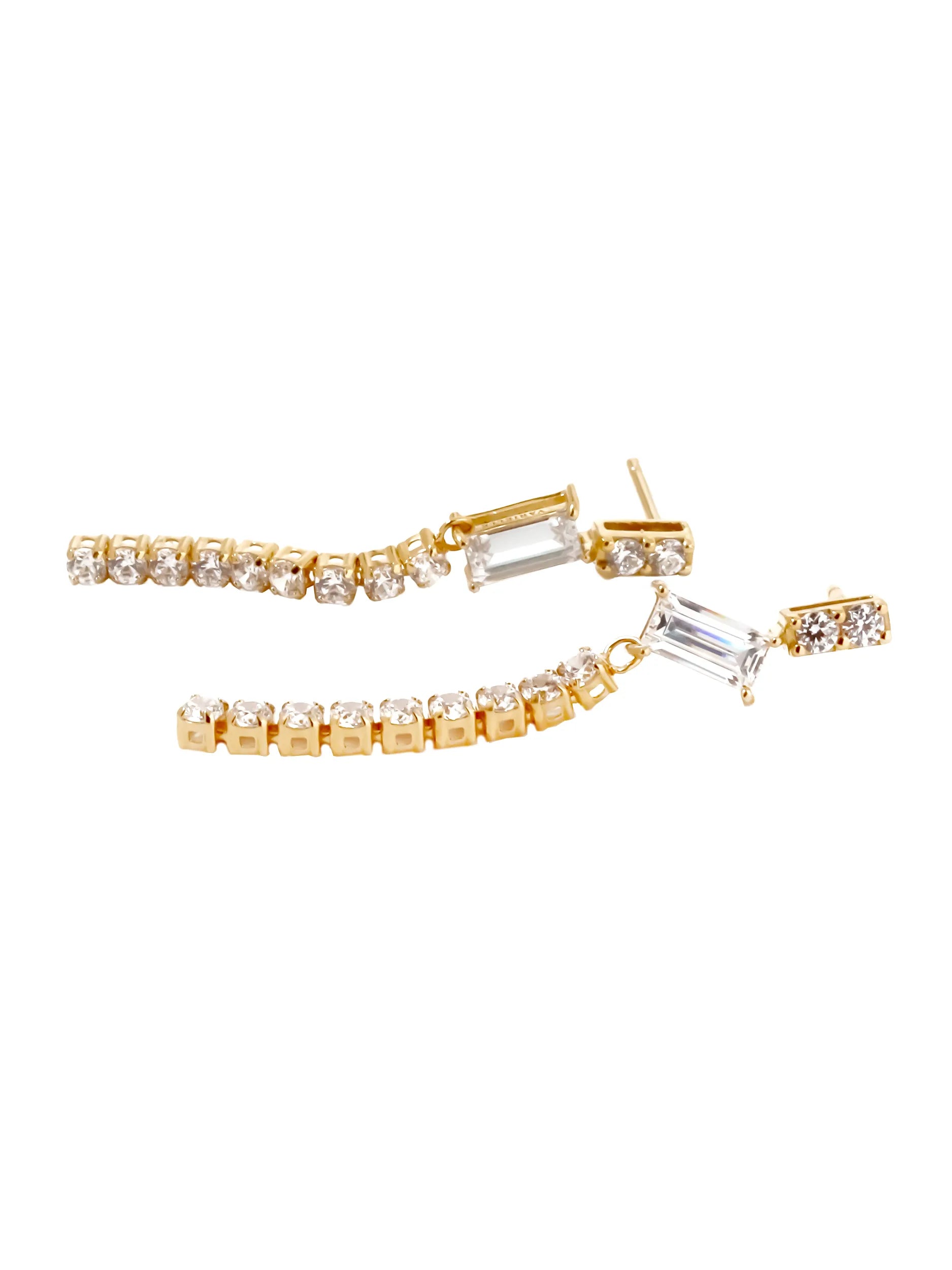 [Silk chain] バゲットカット ライン ピアス