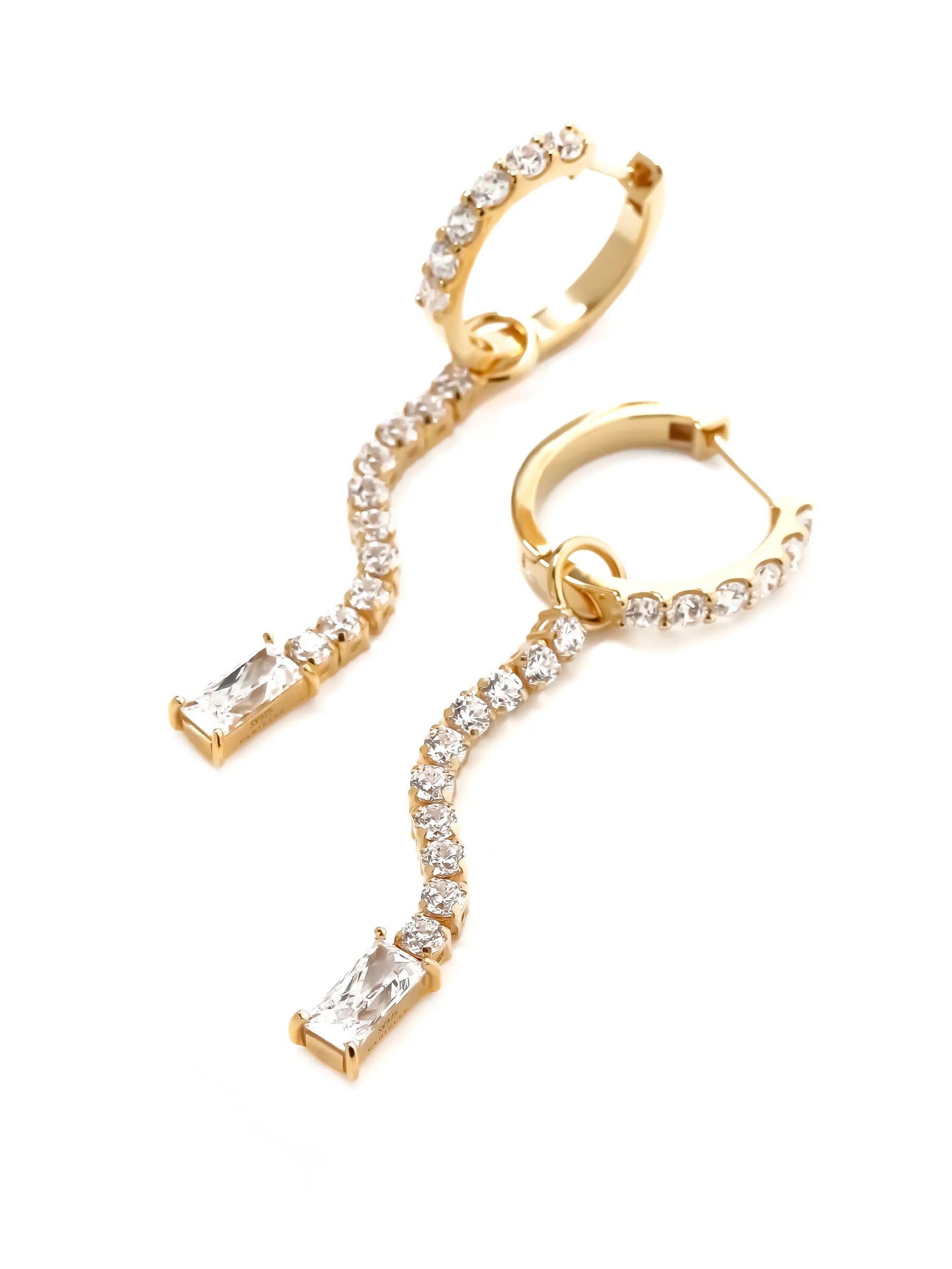 [Silk chain] バゲットカット 2way フープピアス