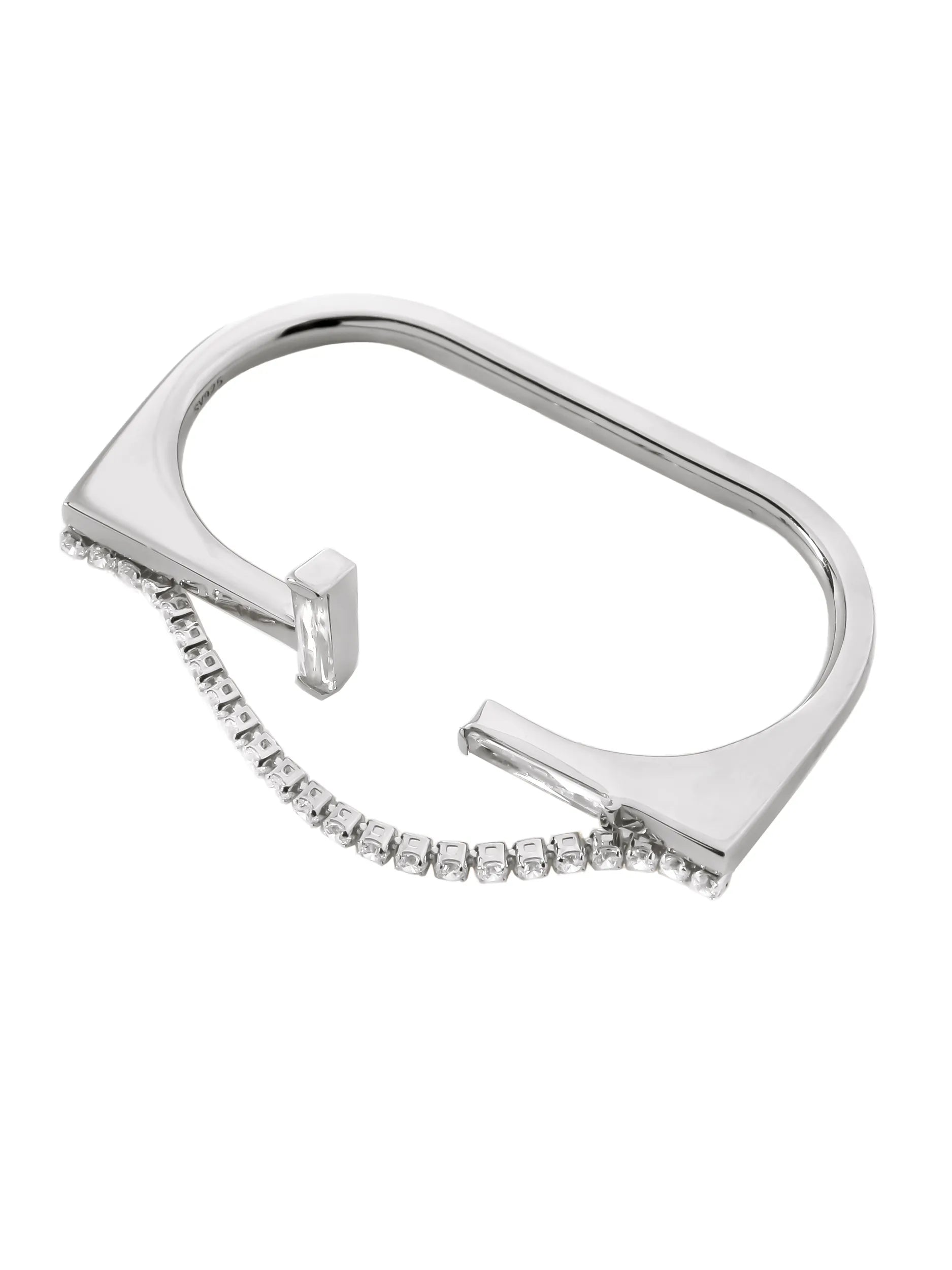 [Silk chain] バゲットプリンセスカット アパートライン ダブルフィンガーリング