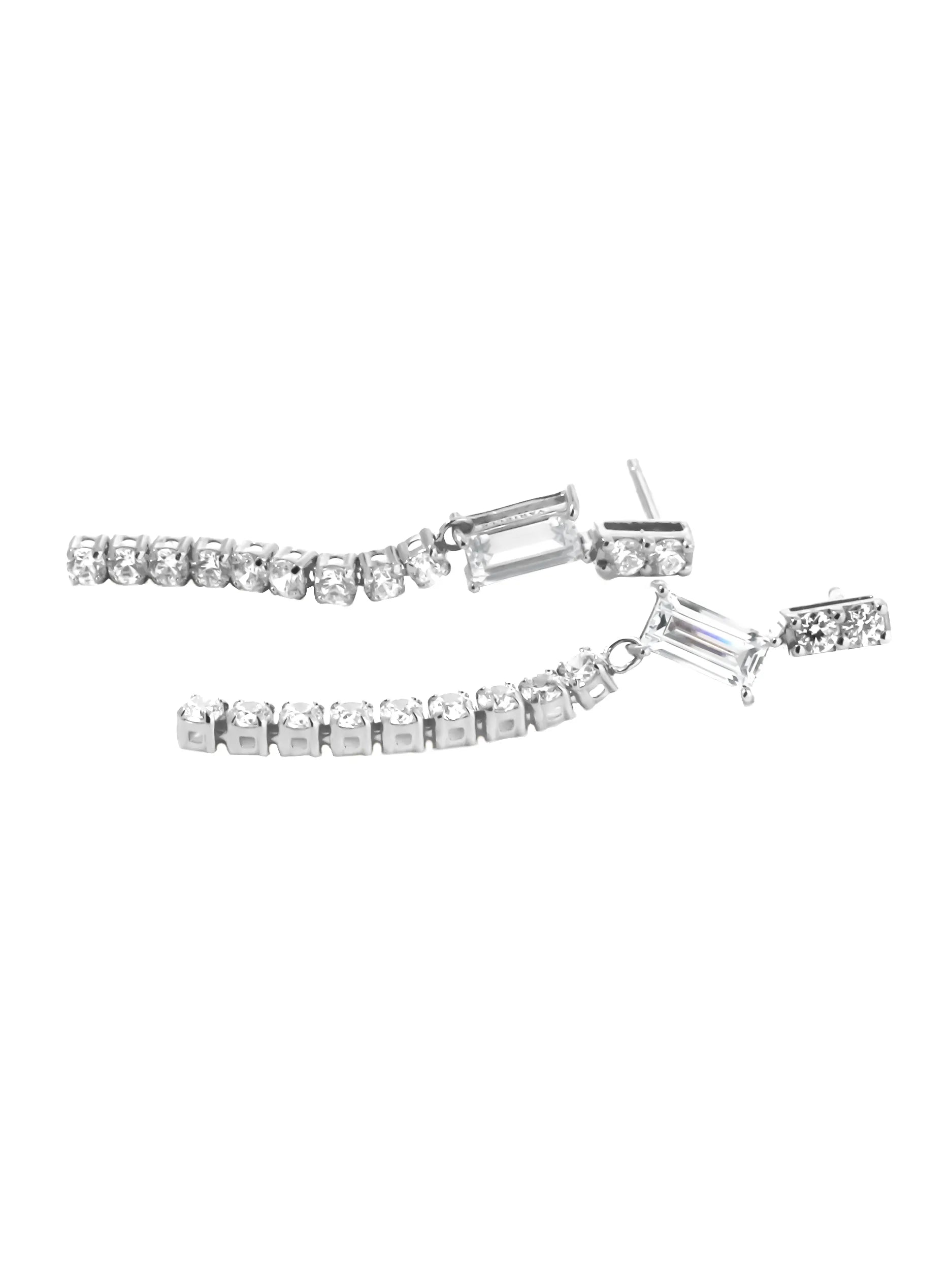 [Silk chain] バゲットカット ライン ピアス