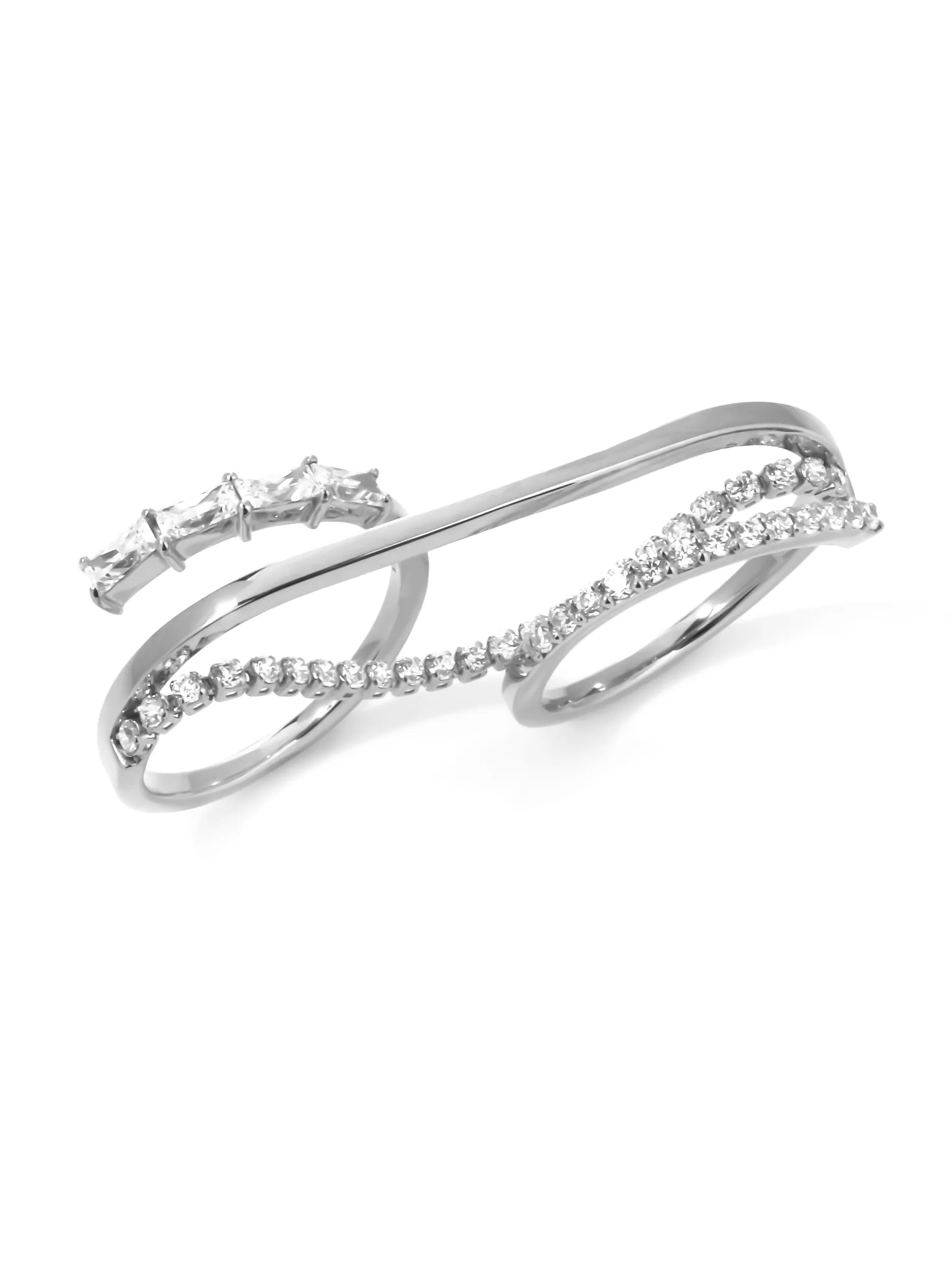 [Silk chain] バゲットプリンセスカット ドレープ  ダブルフィンガーリング