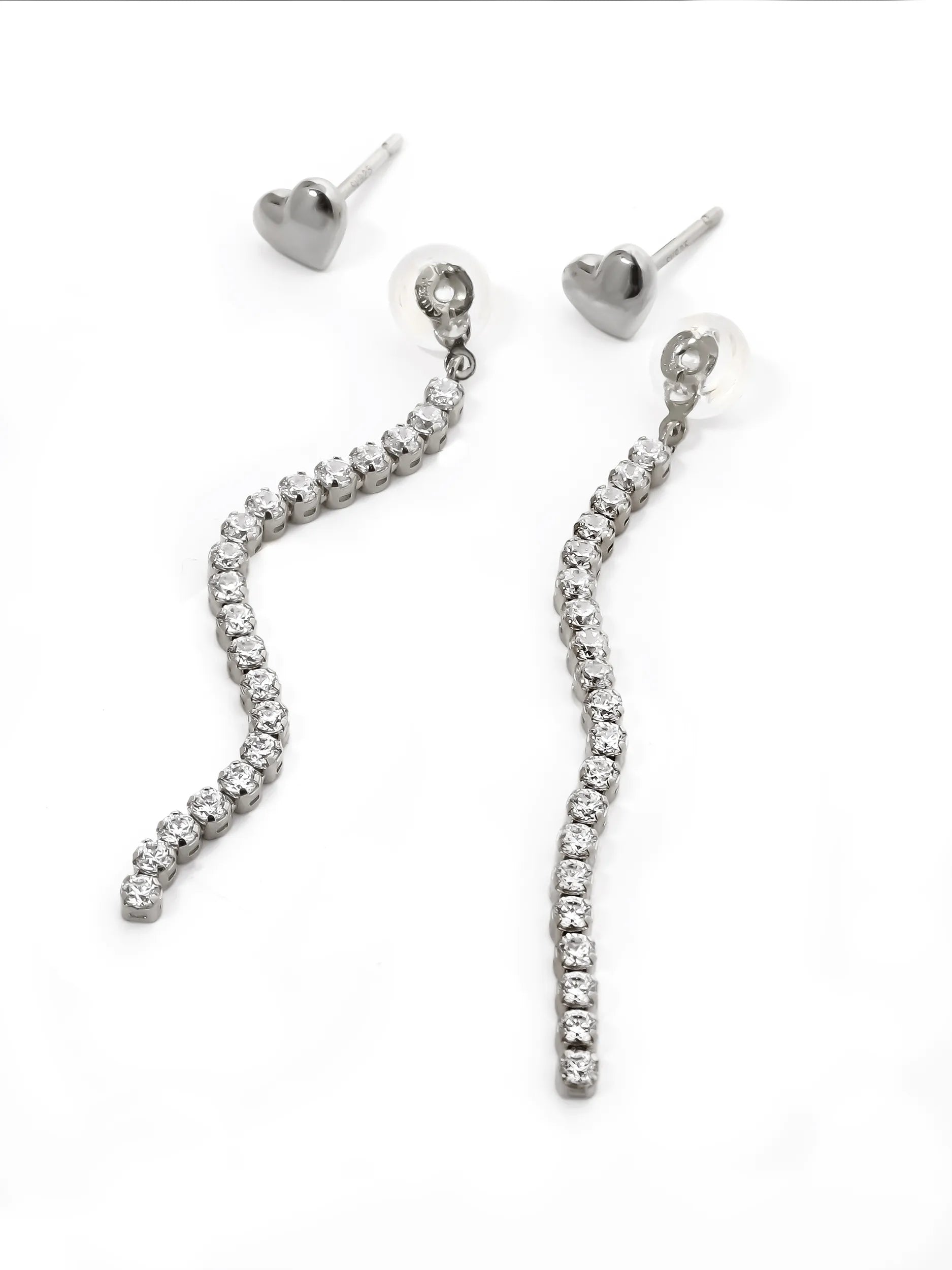 Silk chain] ハートライン 2WAY ピアス シルバー｜VARIÉLLE公式ストア