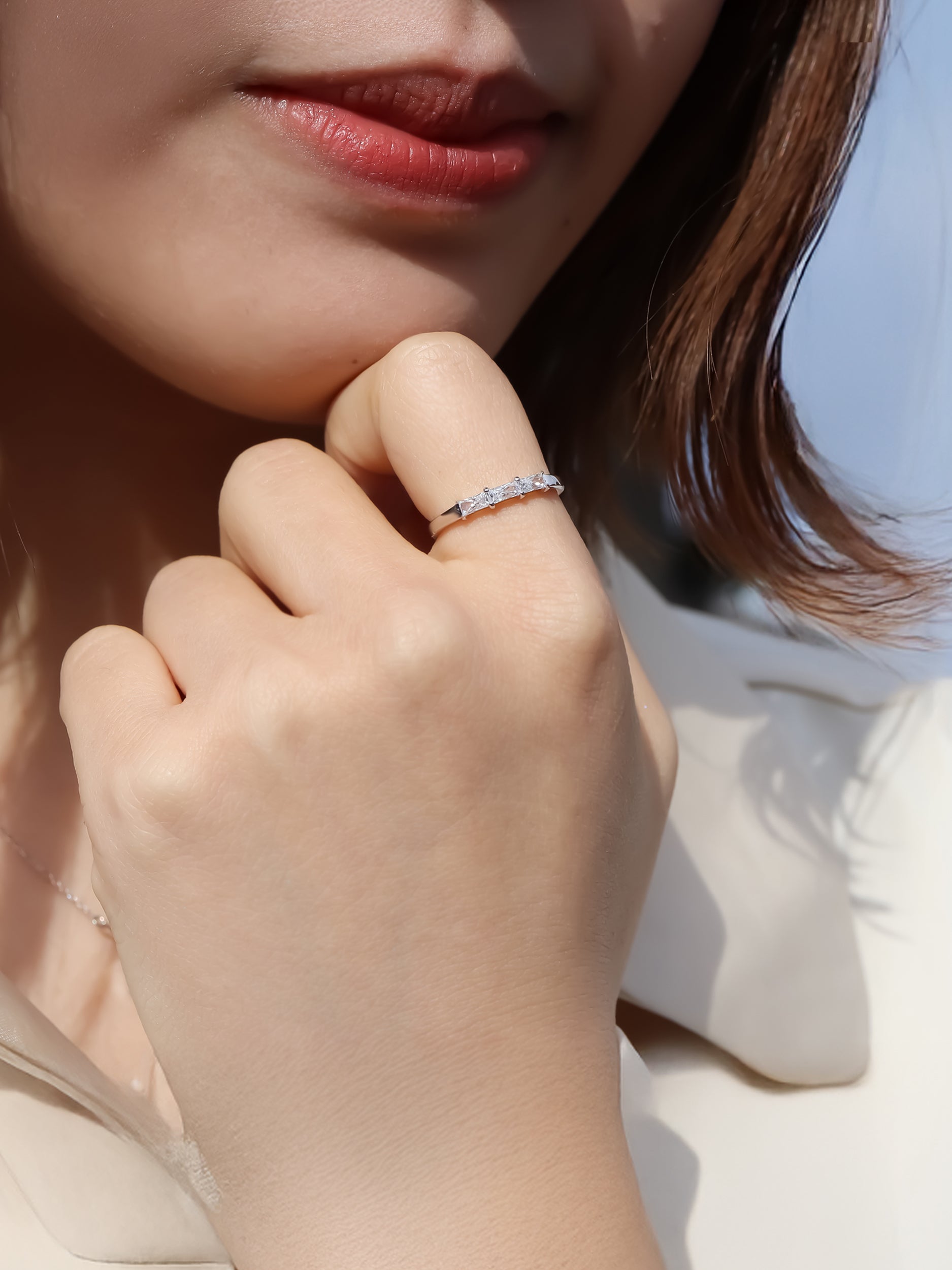 バゲットプリンセスカット トリプレット リング