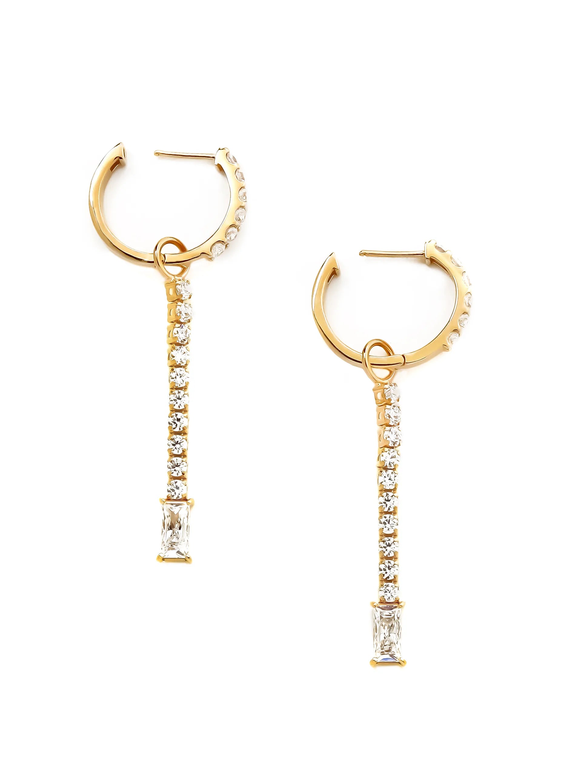 [Silk chain] バゲットカット 2way フープピアス