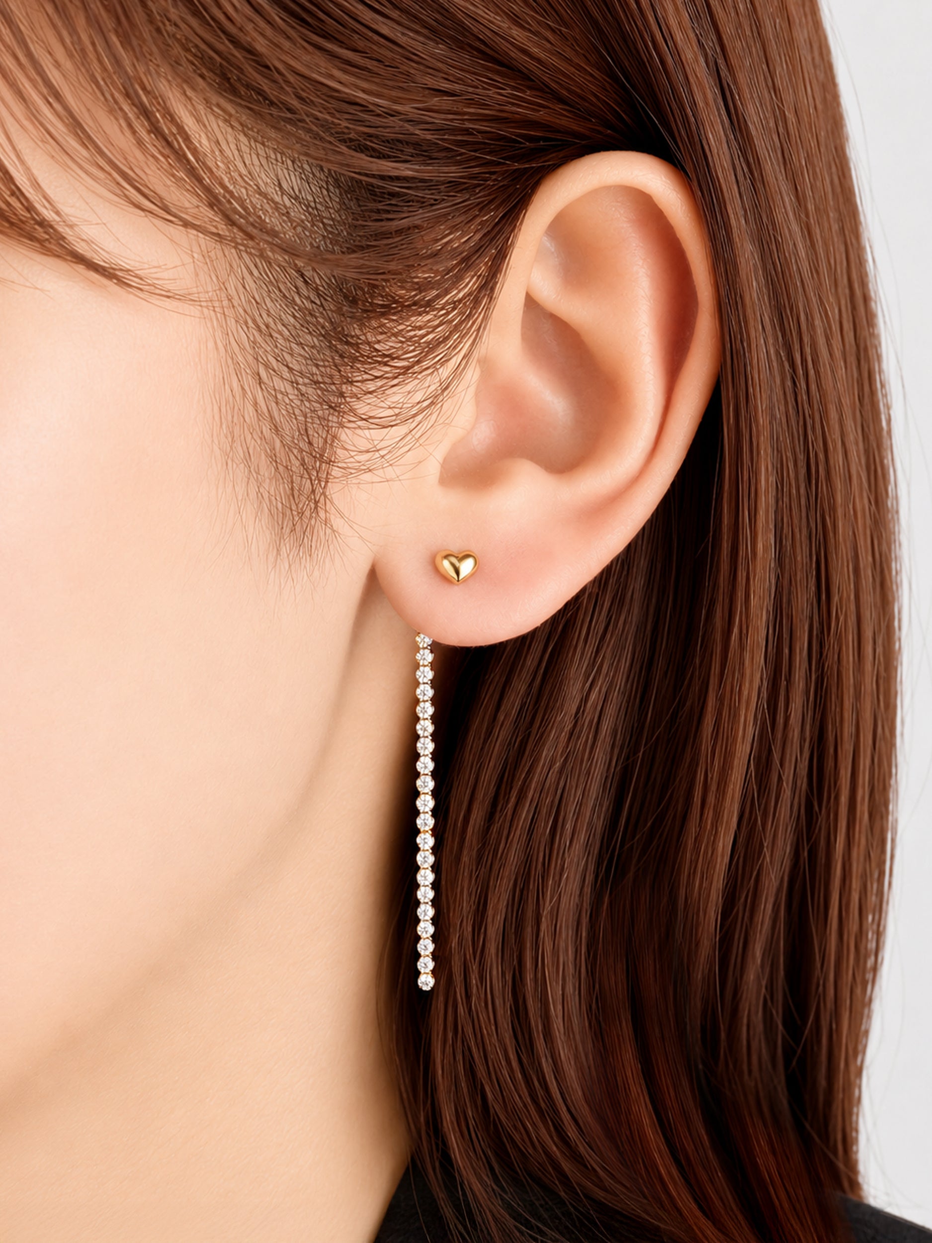 [Silk chain] ハートライン 2WAY ピアス