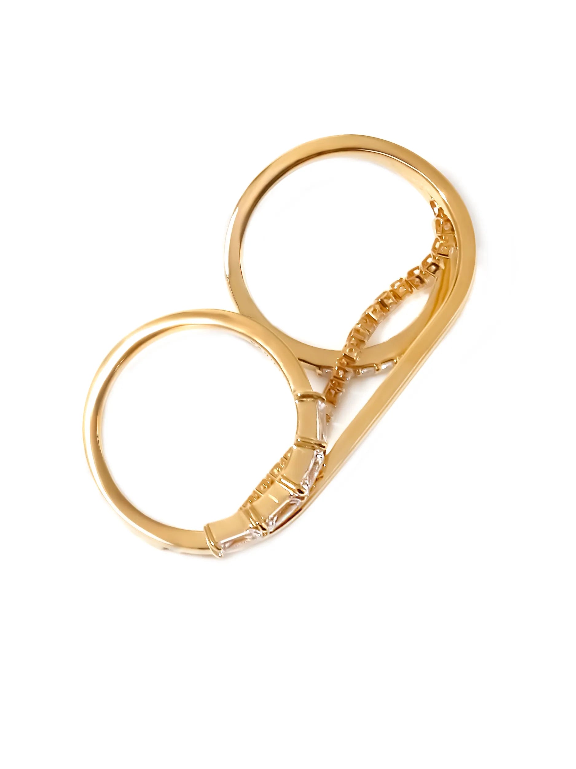 [Silk chain] バゲットプリンセスカット ドレープ　ダブルフィンガーリング