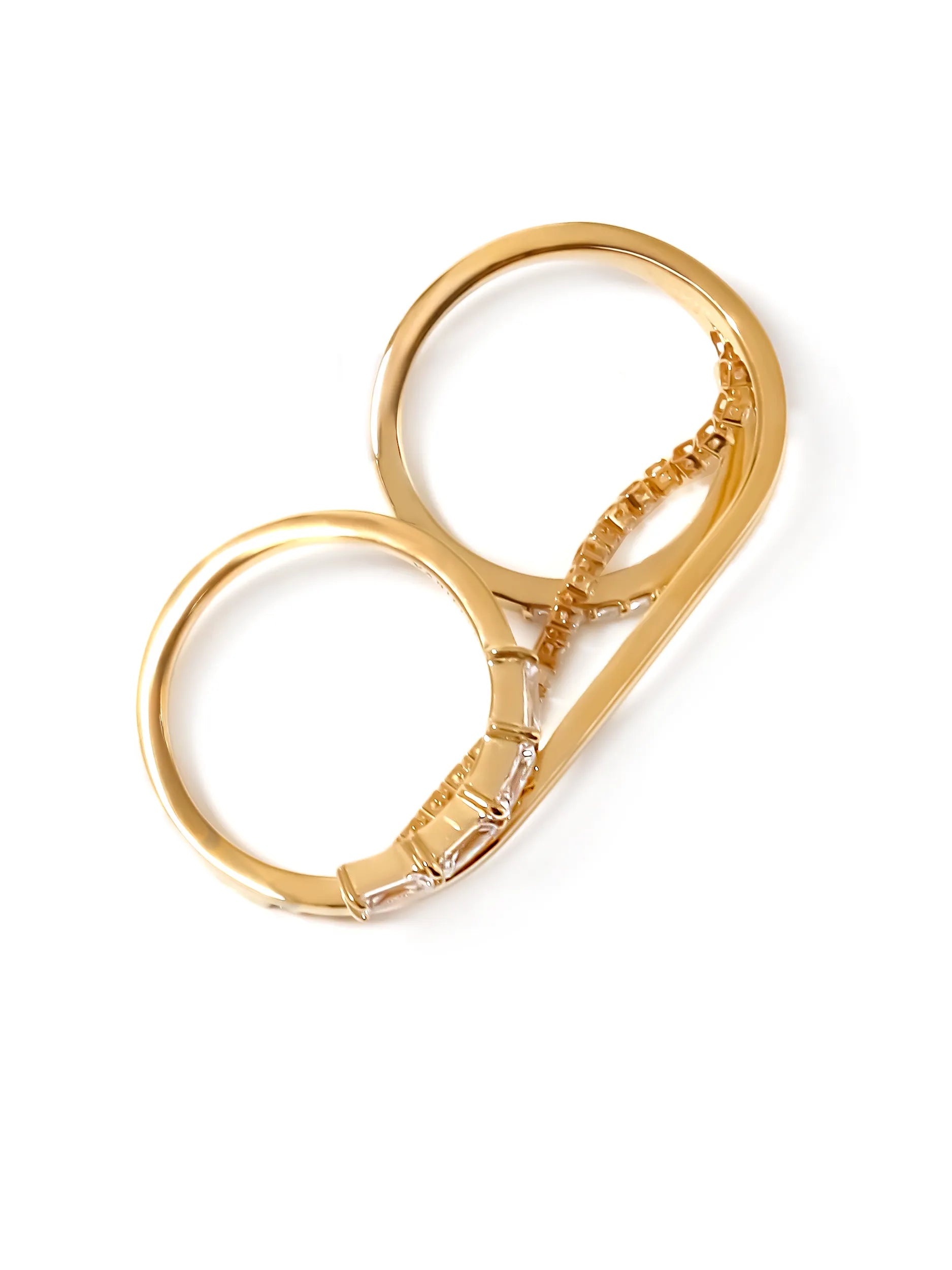 [Silk chain] バゲットプリンセスカット ドレープ　ダブルフィンガーリング