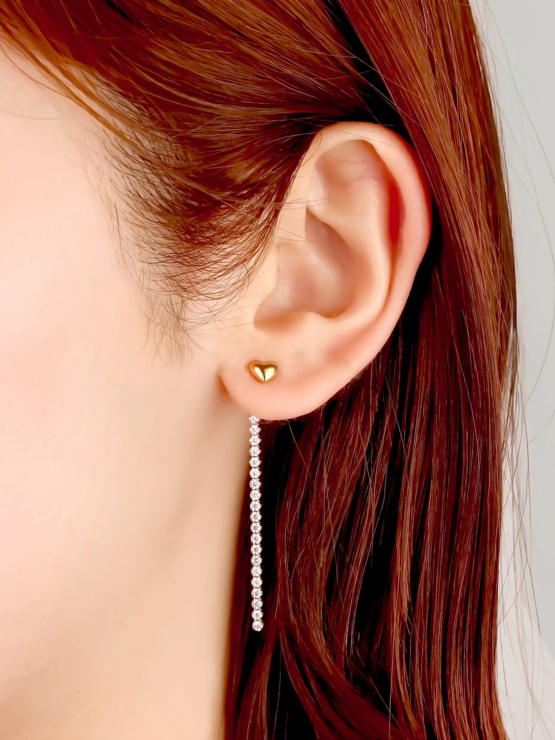 [Silk chain] ハートライン 2WAY ピアス