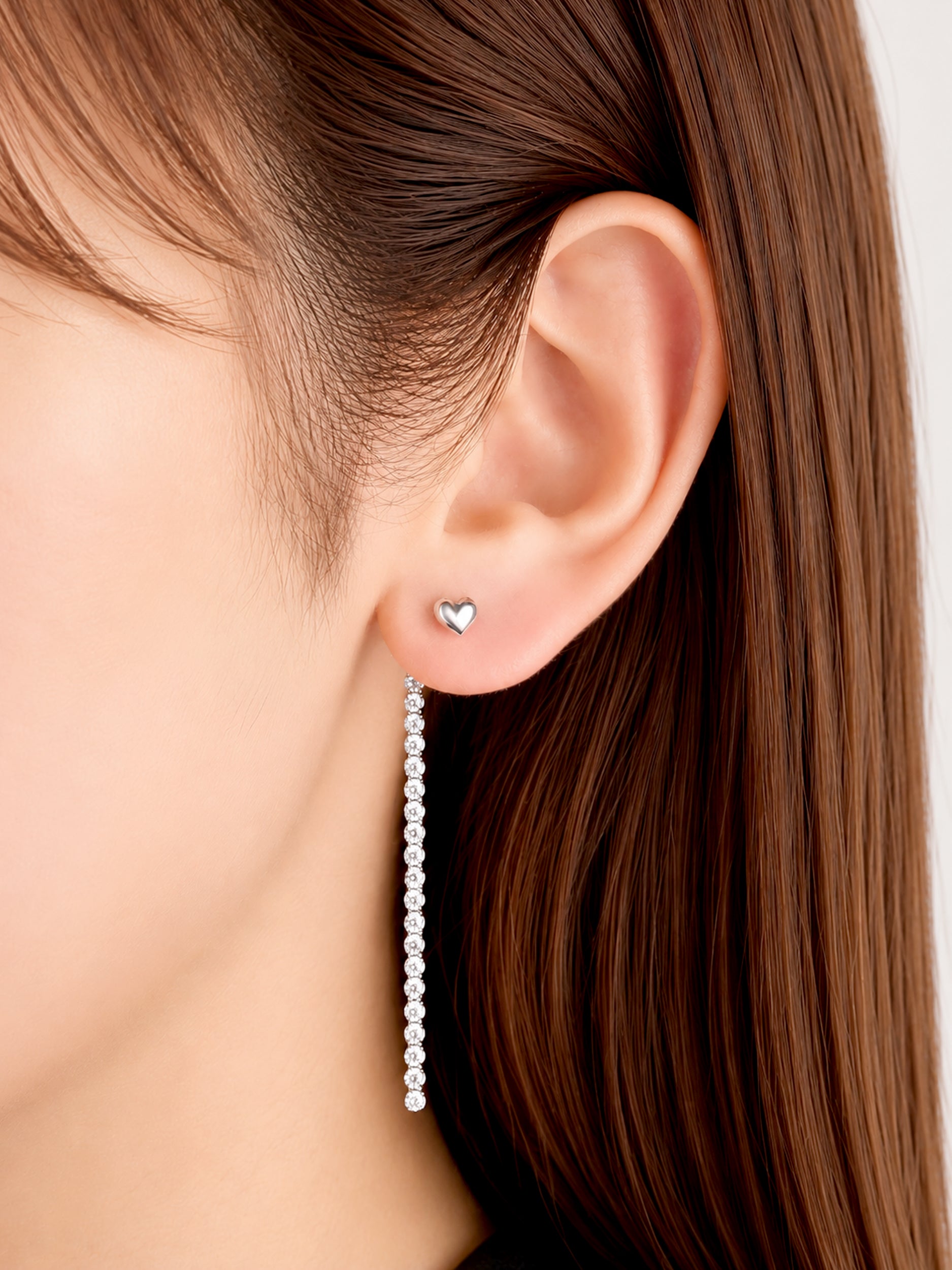 [Silk chain] ハートライン 2WAY ピアス