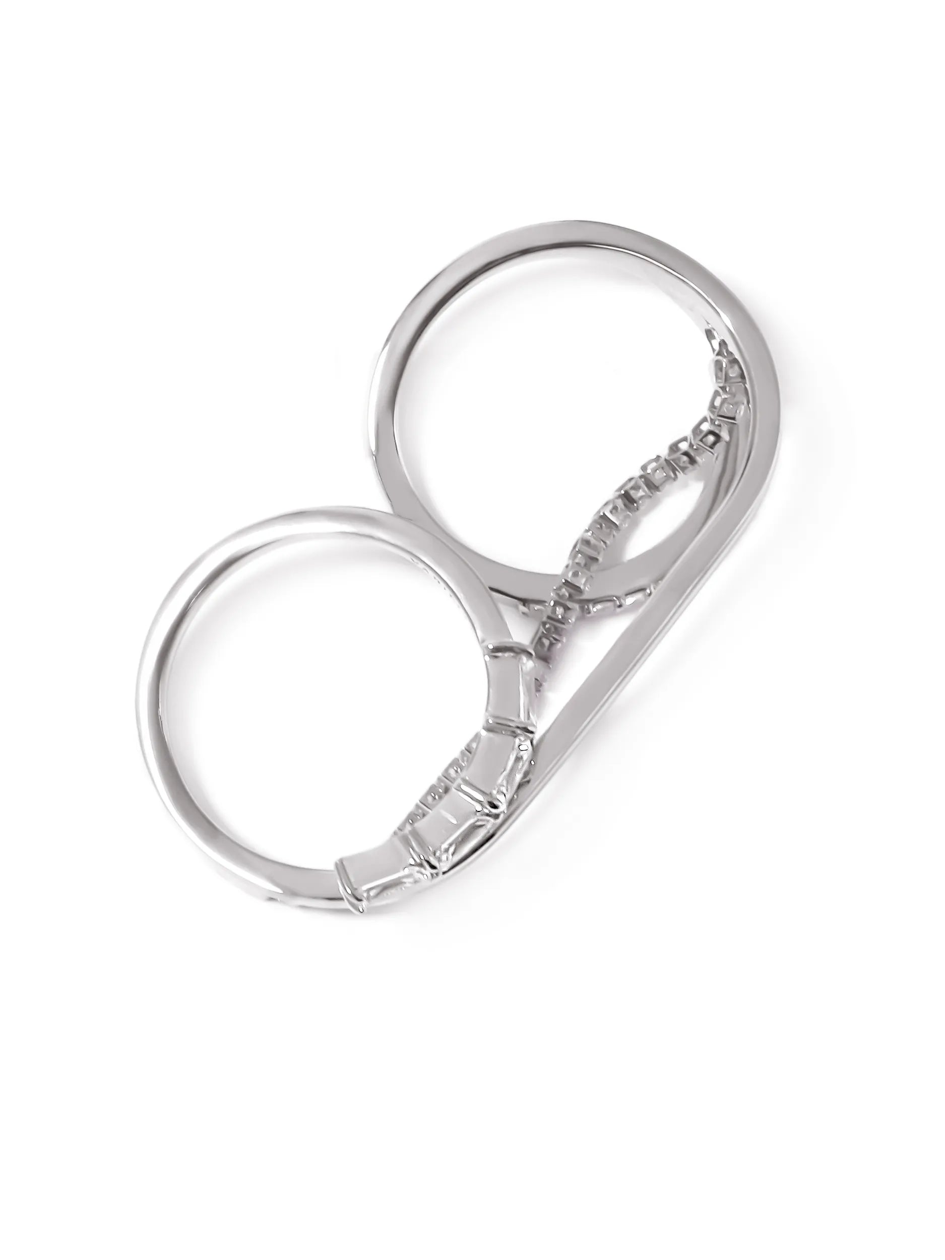 [Silk chain] バゲットプリンセスカット ドレープ  ダブルフィンガーリング