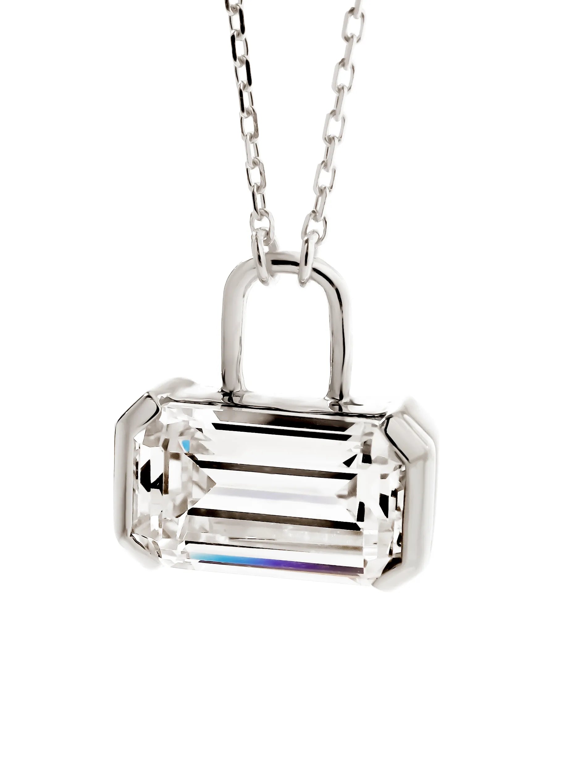 エメラルドカット パドロック ネックレス .