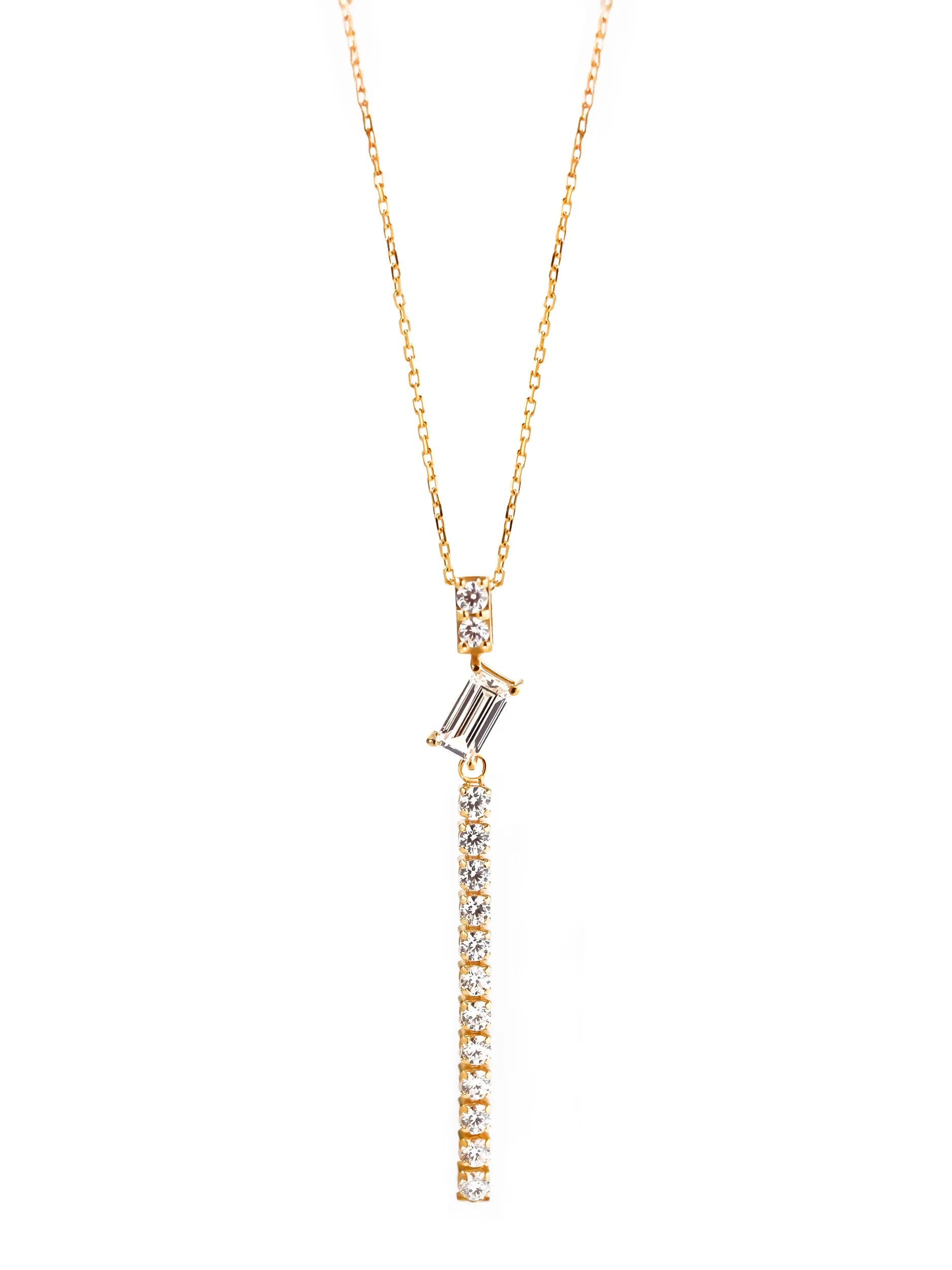 [Silk chain] バゲットカット ライン ネックレス