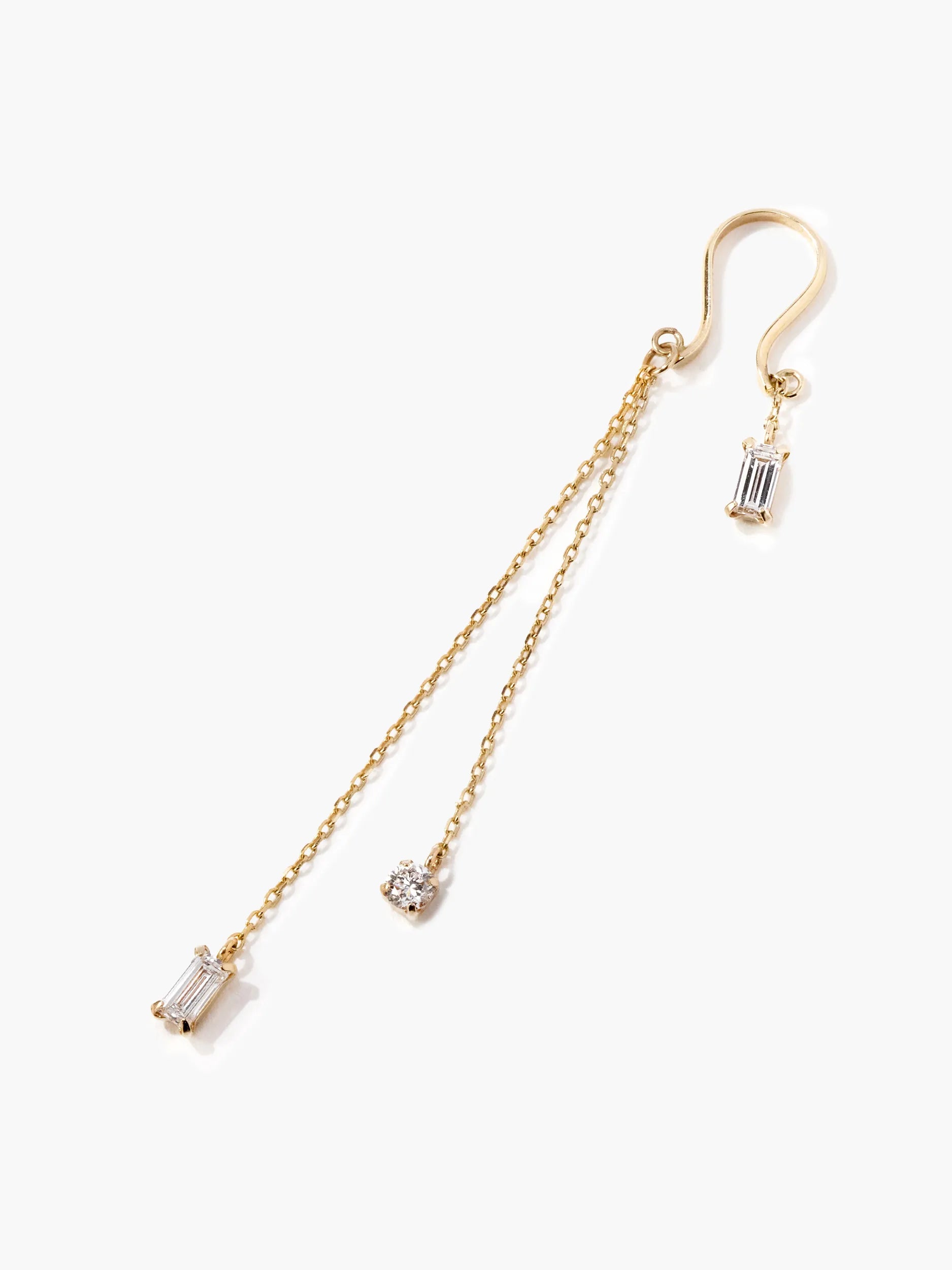 [Airy Gold] K10YG ラボダイヤ バケットカット スイング イヤーカフ
