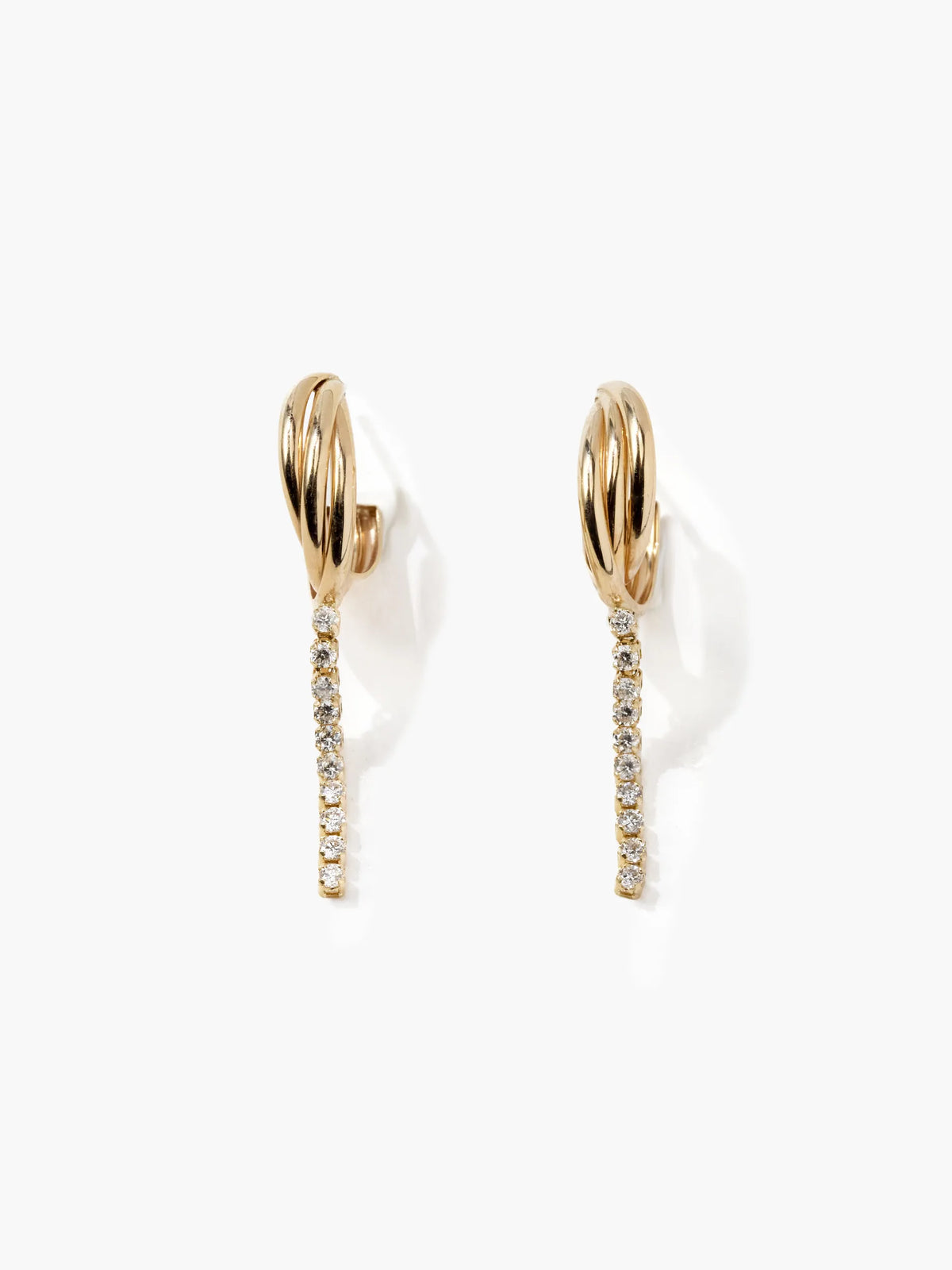 [Airy Gold] [Silk chain] K10YG ラボダイヤ クロスライン フープピアス