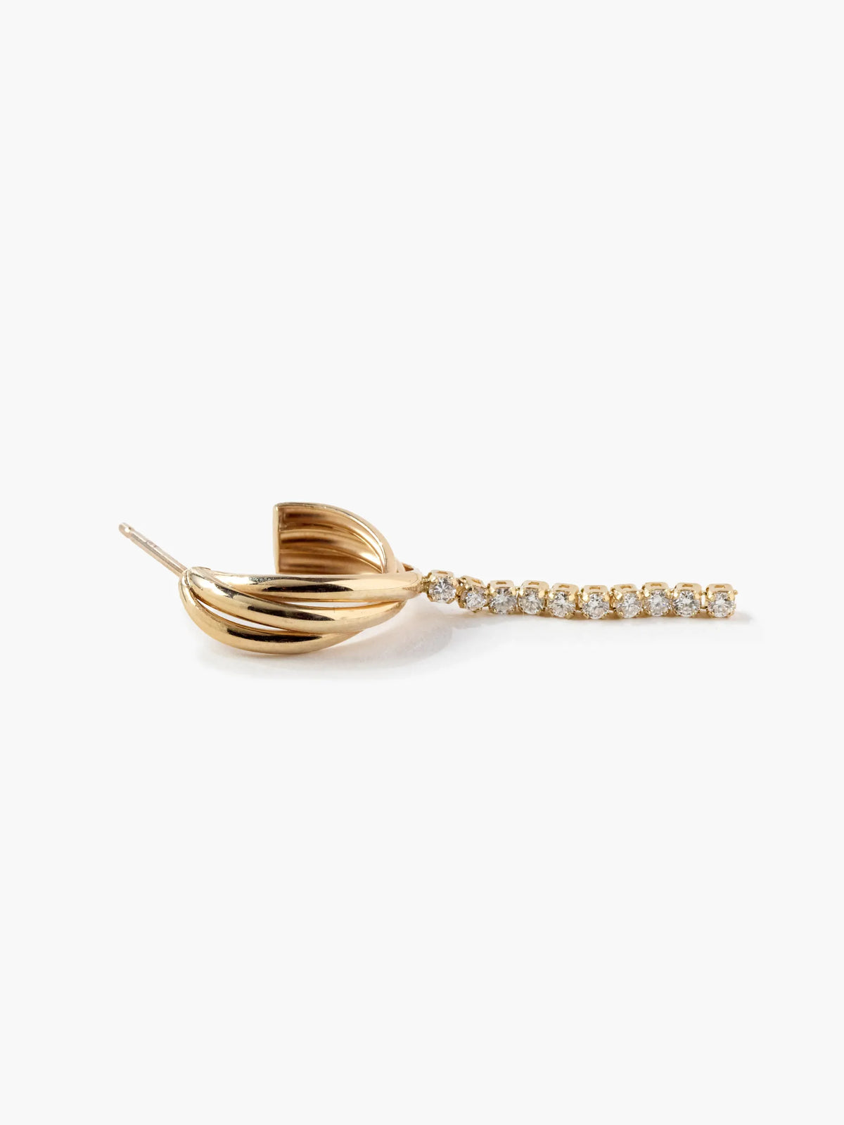 [Airy Gold] [Silk chain] K10YG ラボダイヤ クロスライン フープピアス